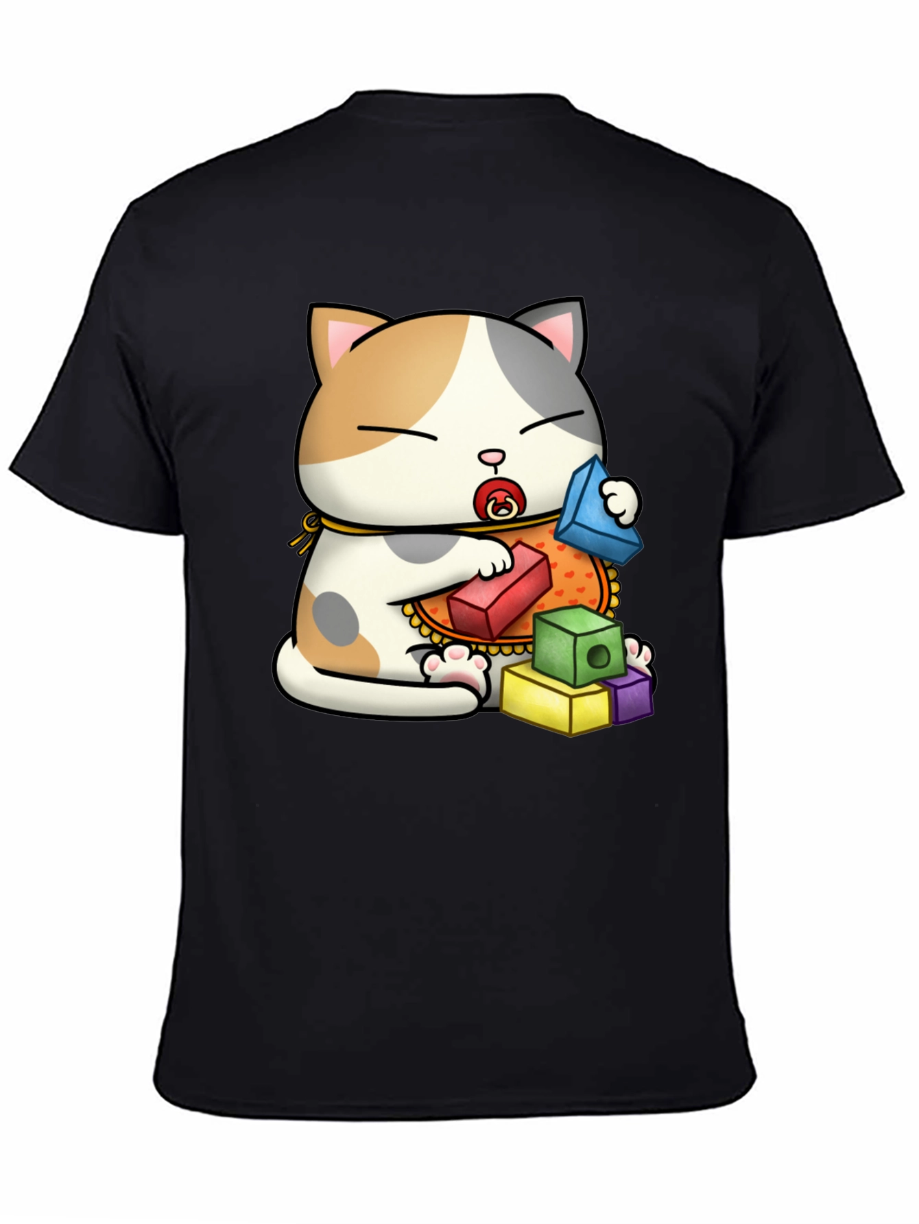 Cute Cat with Blocks Graphic Tee