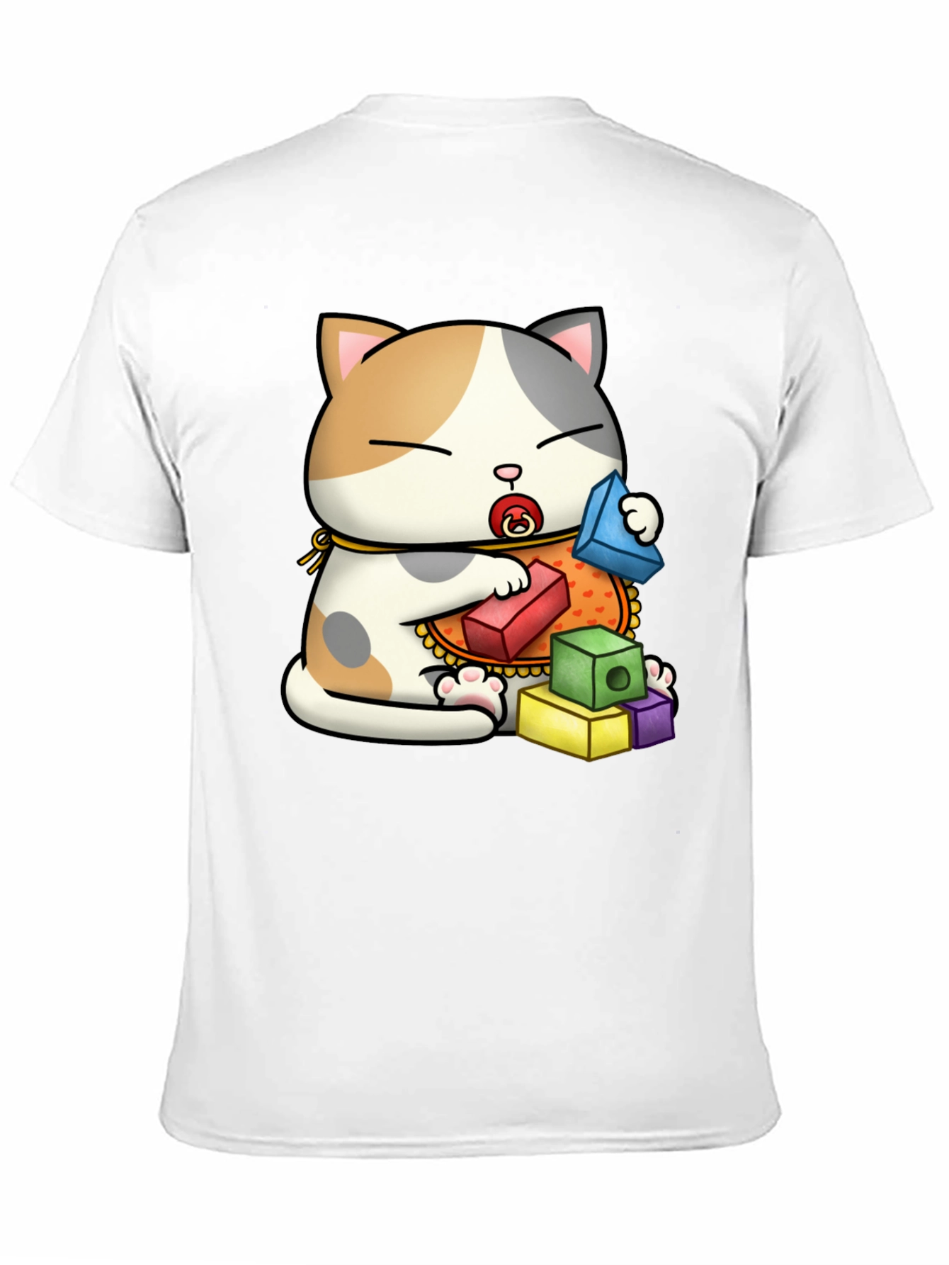 Cute Cat with Blocks Graphic Tee
