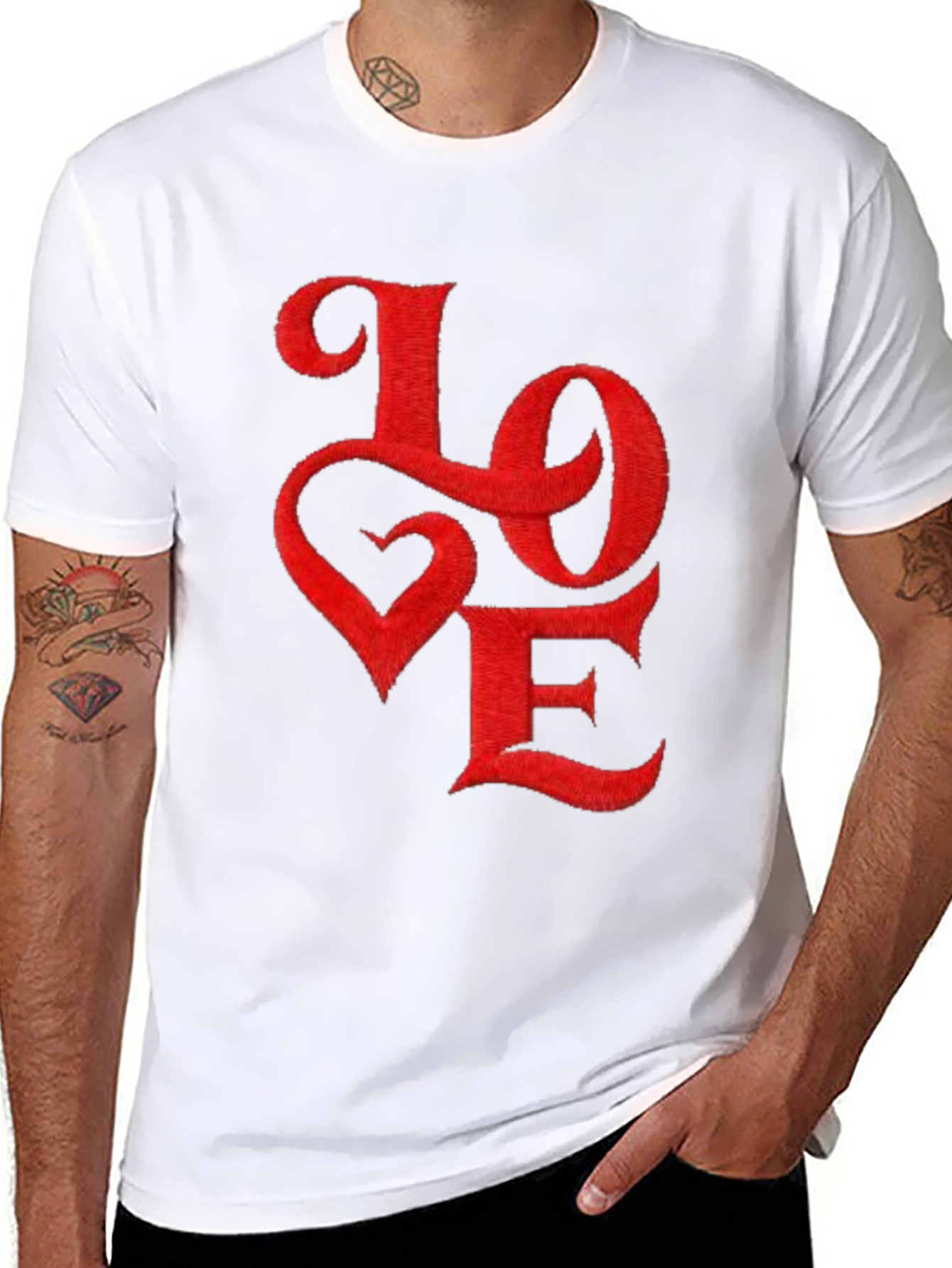 Love Embroidered Graphic Tee - Soft Cotton Blend