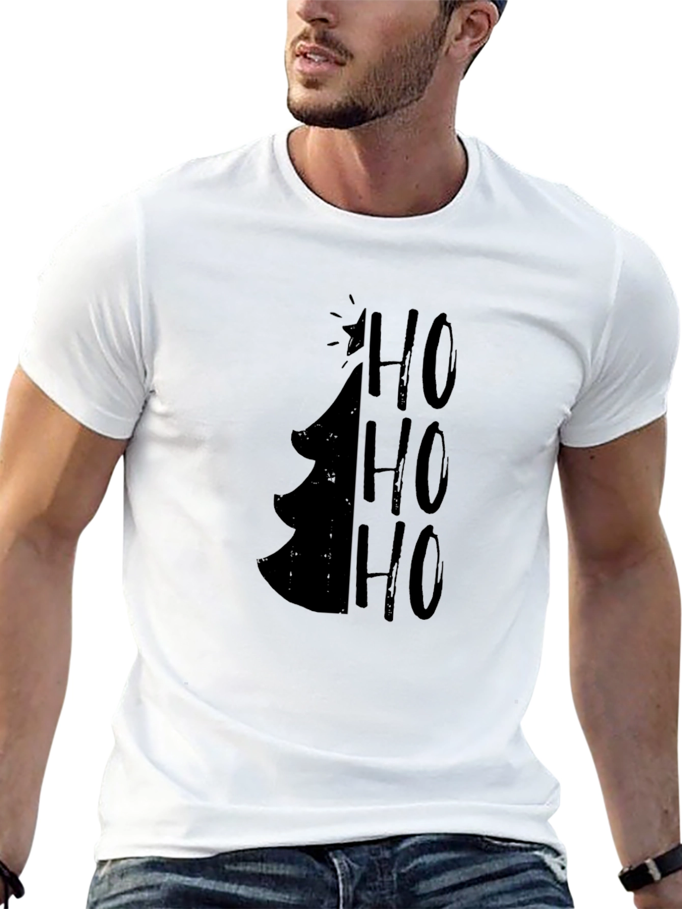 Christmas Tree HO HO HO Mens Graphic Tee