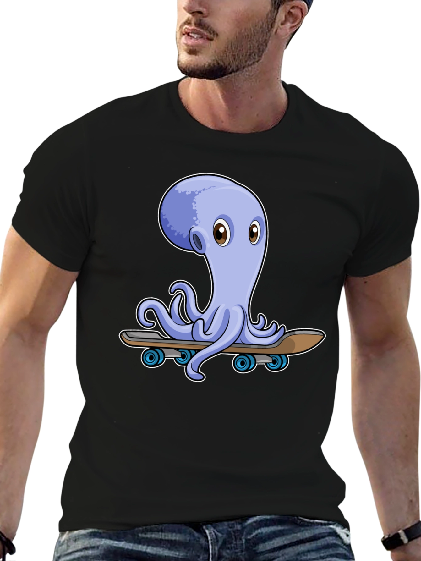 Octopus Skateboard Graphic Tee - Unique Design