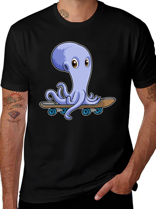 Octopus Skateboard Graphic Tee - Unique Design