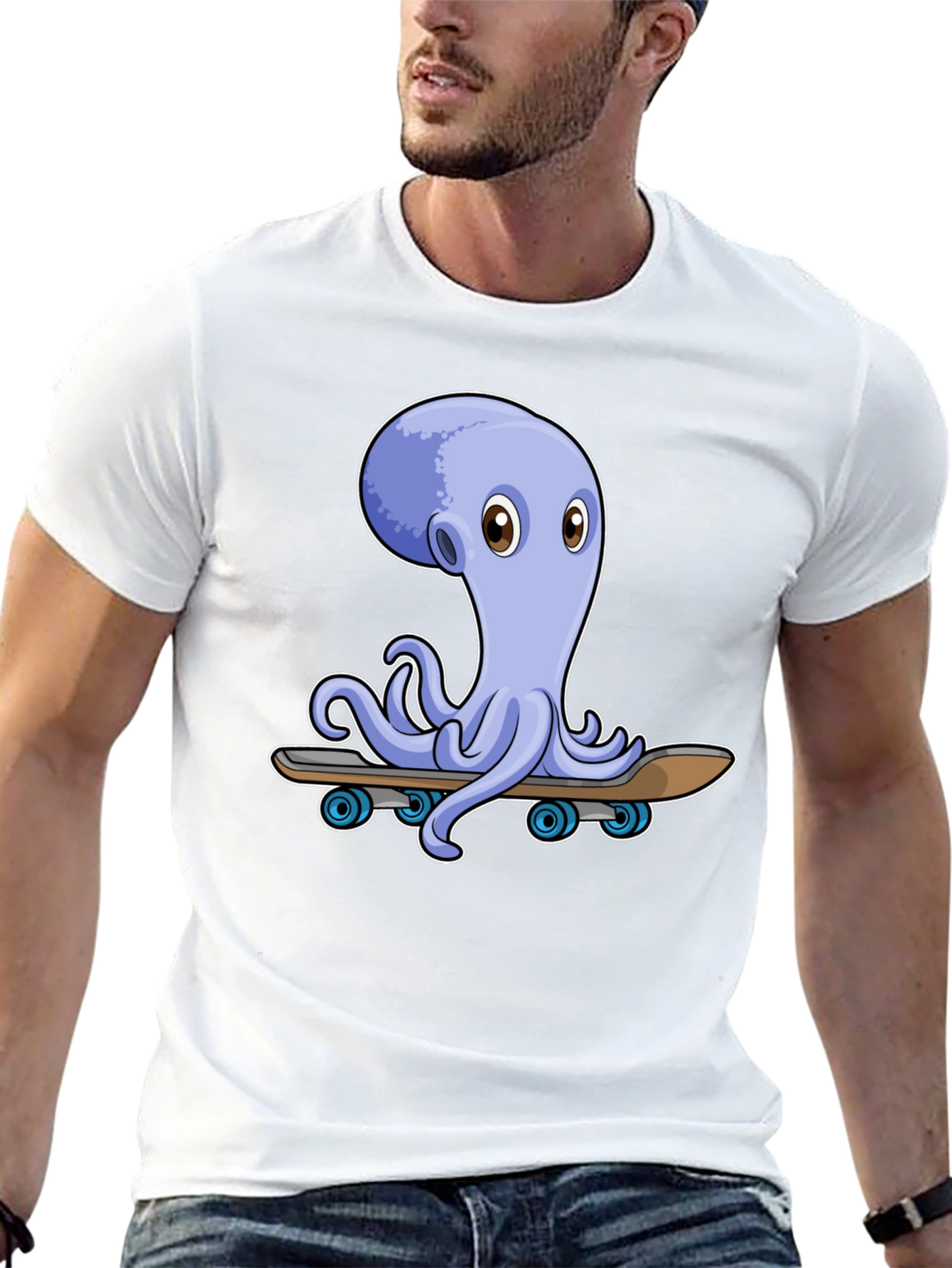 Octopus Skateboard Graphic Tee - Unique Design
