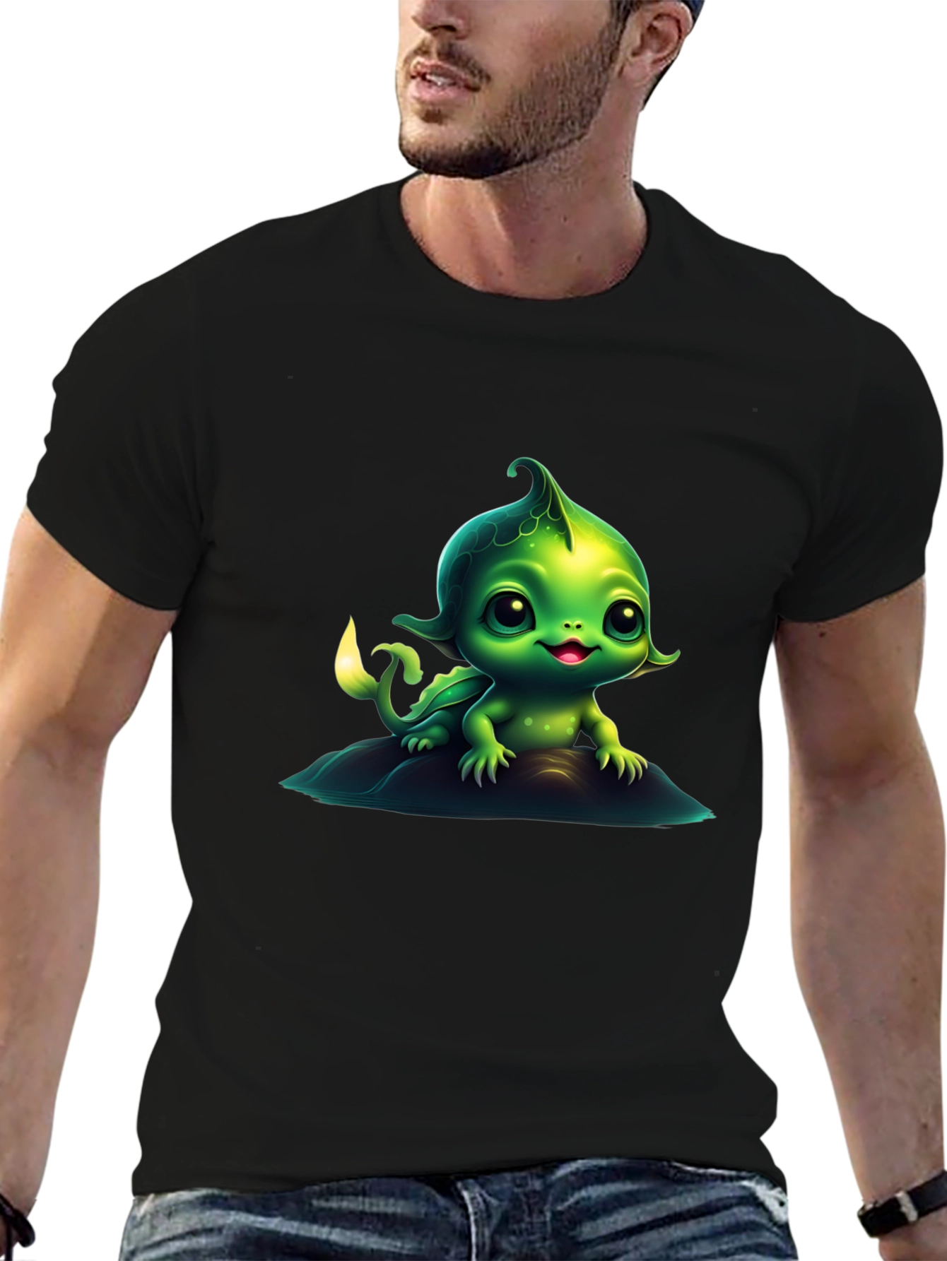 Cute Green Creature Graphic Tee