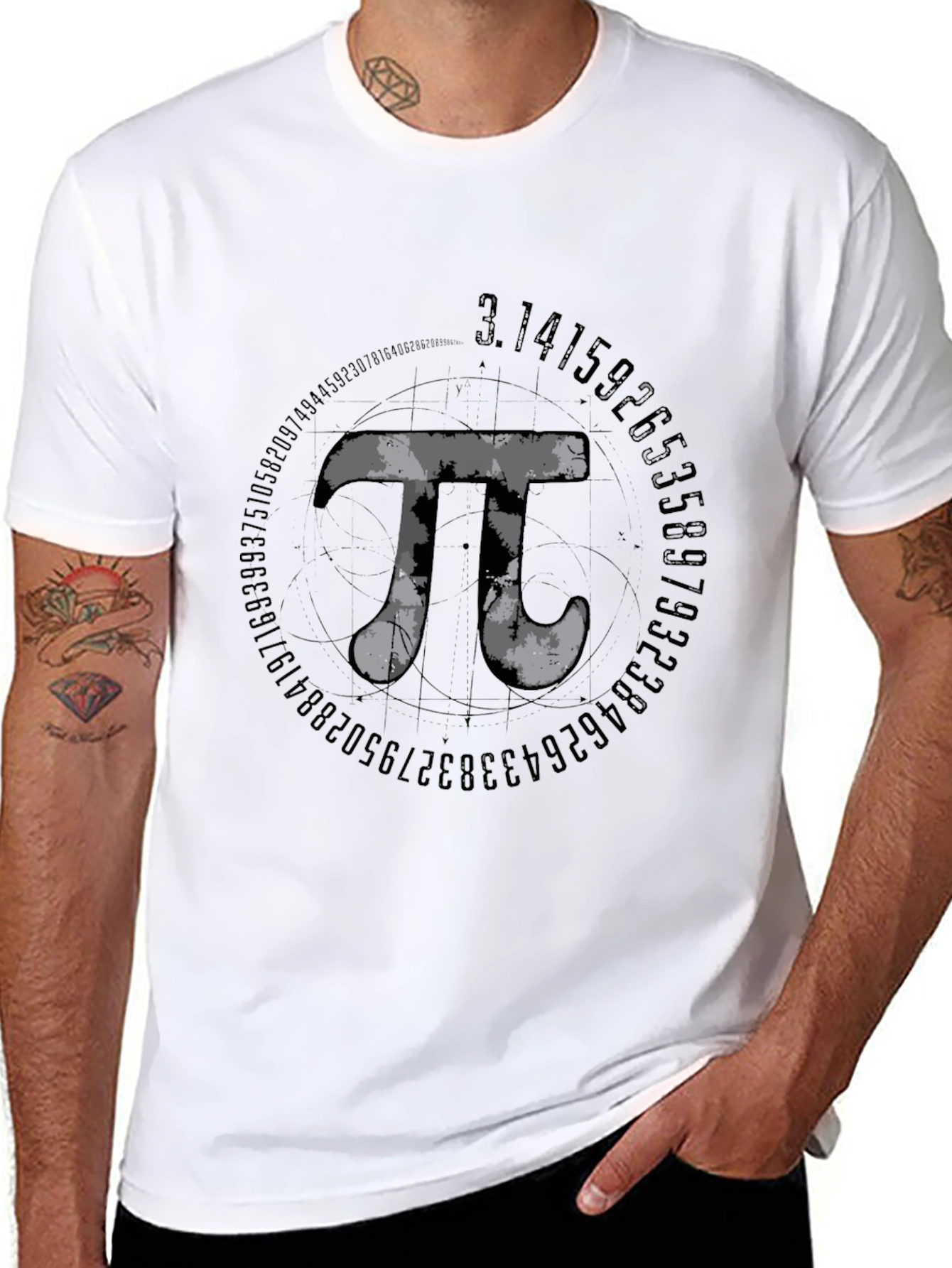 Math Pi Symbol Graphic Tee - Black