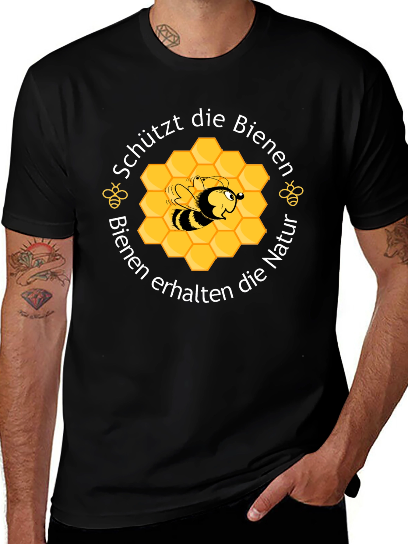 Save the Bees Graphic Tee - Black Cotton