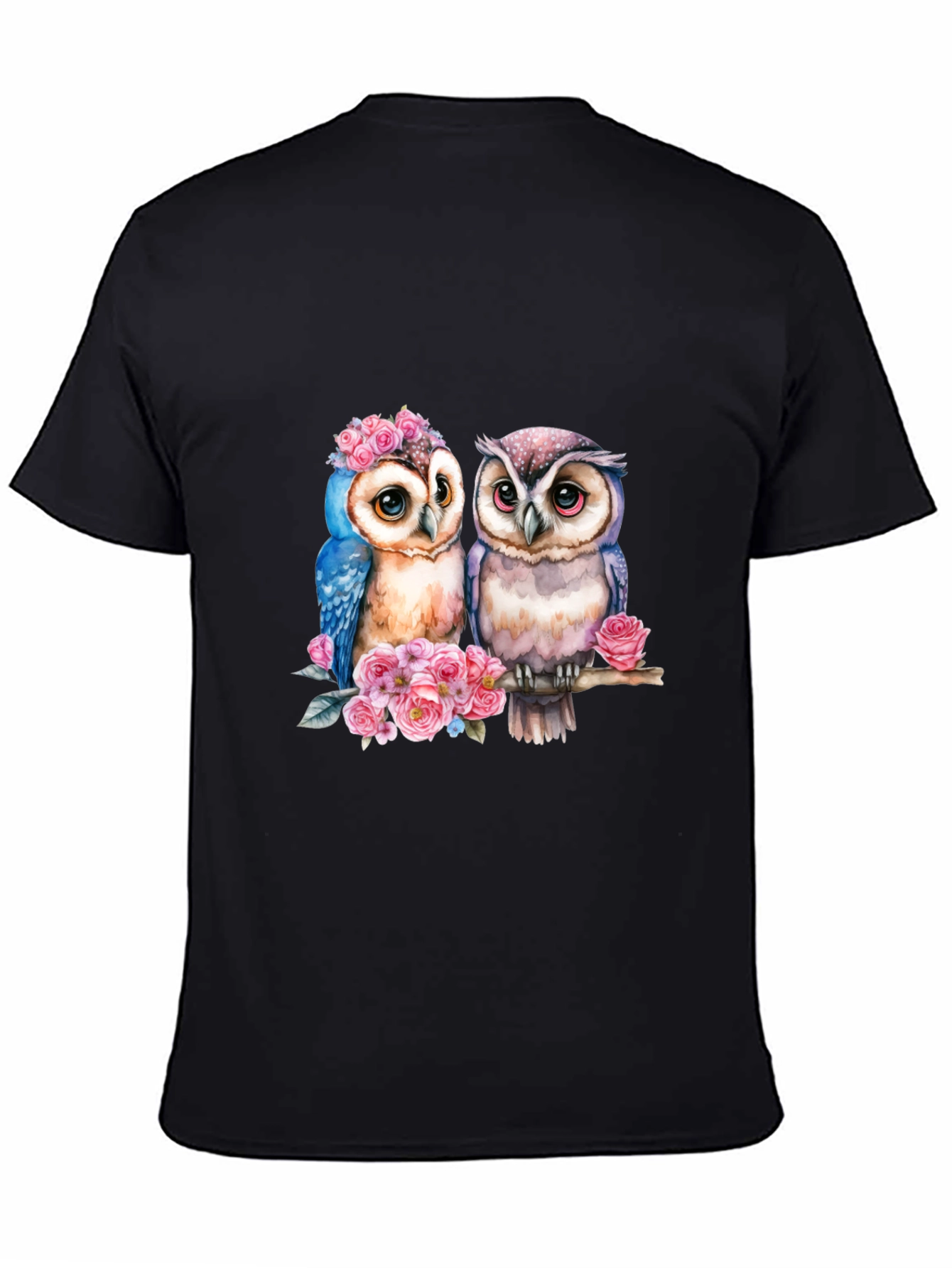 Owl Couple T-Shirt - Floral Design