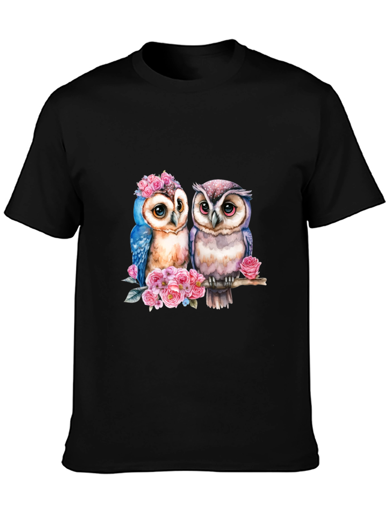 Owl Couple T-Shirt - Floral Design