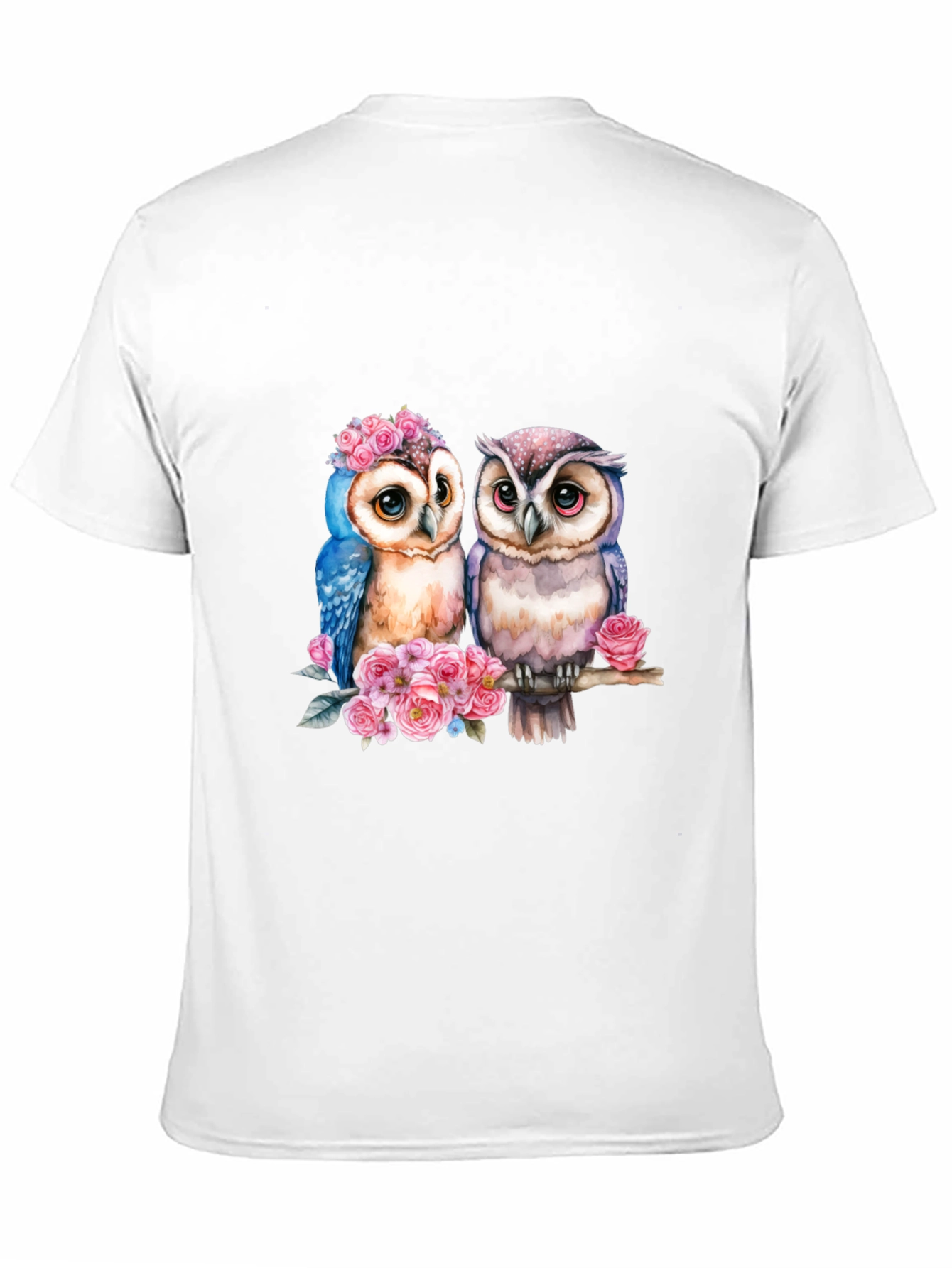 Owl Couple T-Shirt - Floral Design