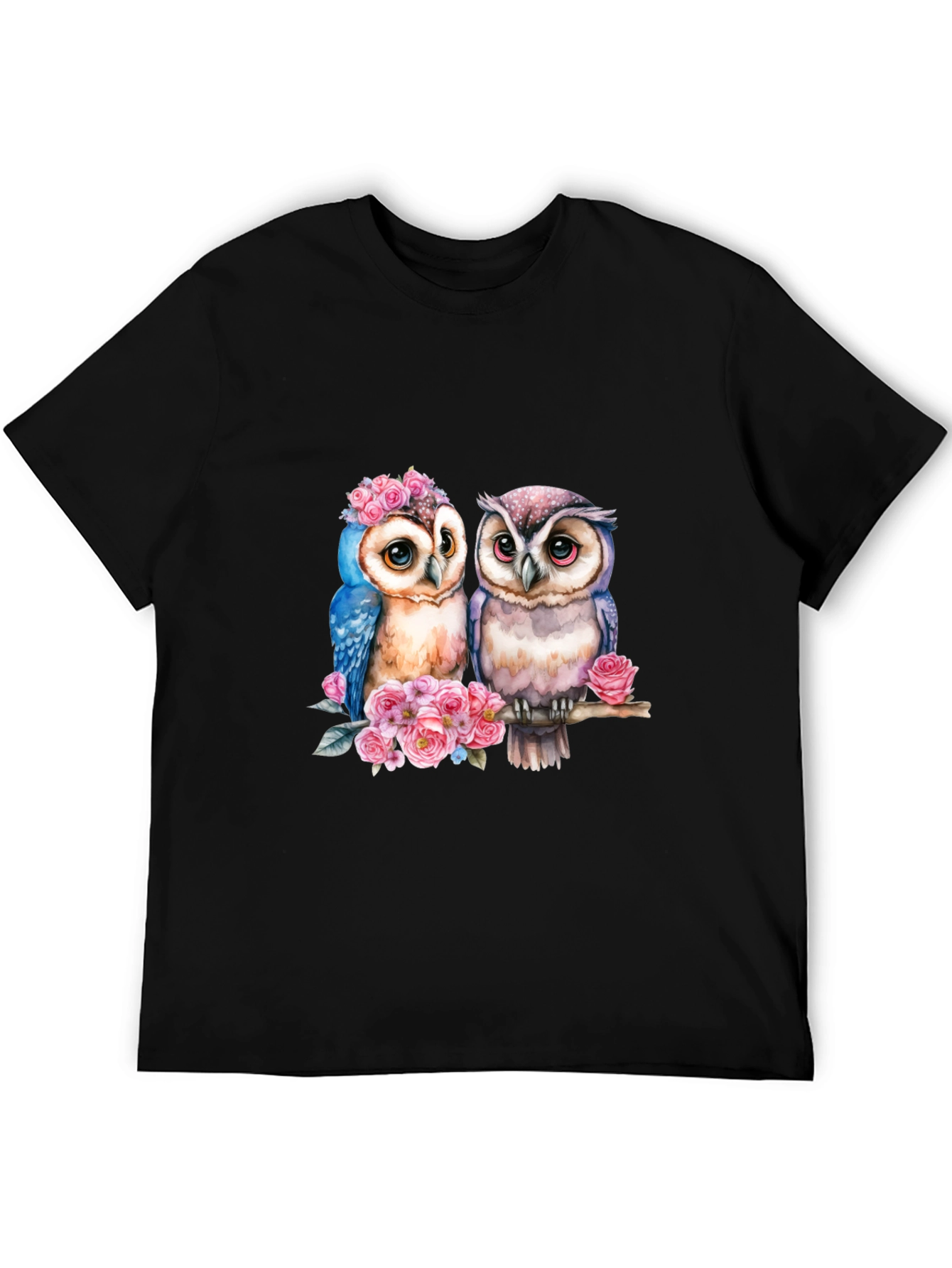 Owl Couple T-Shirt - Floral Design