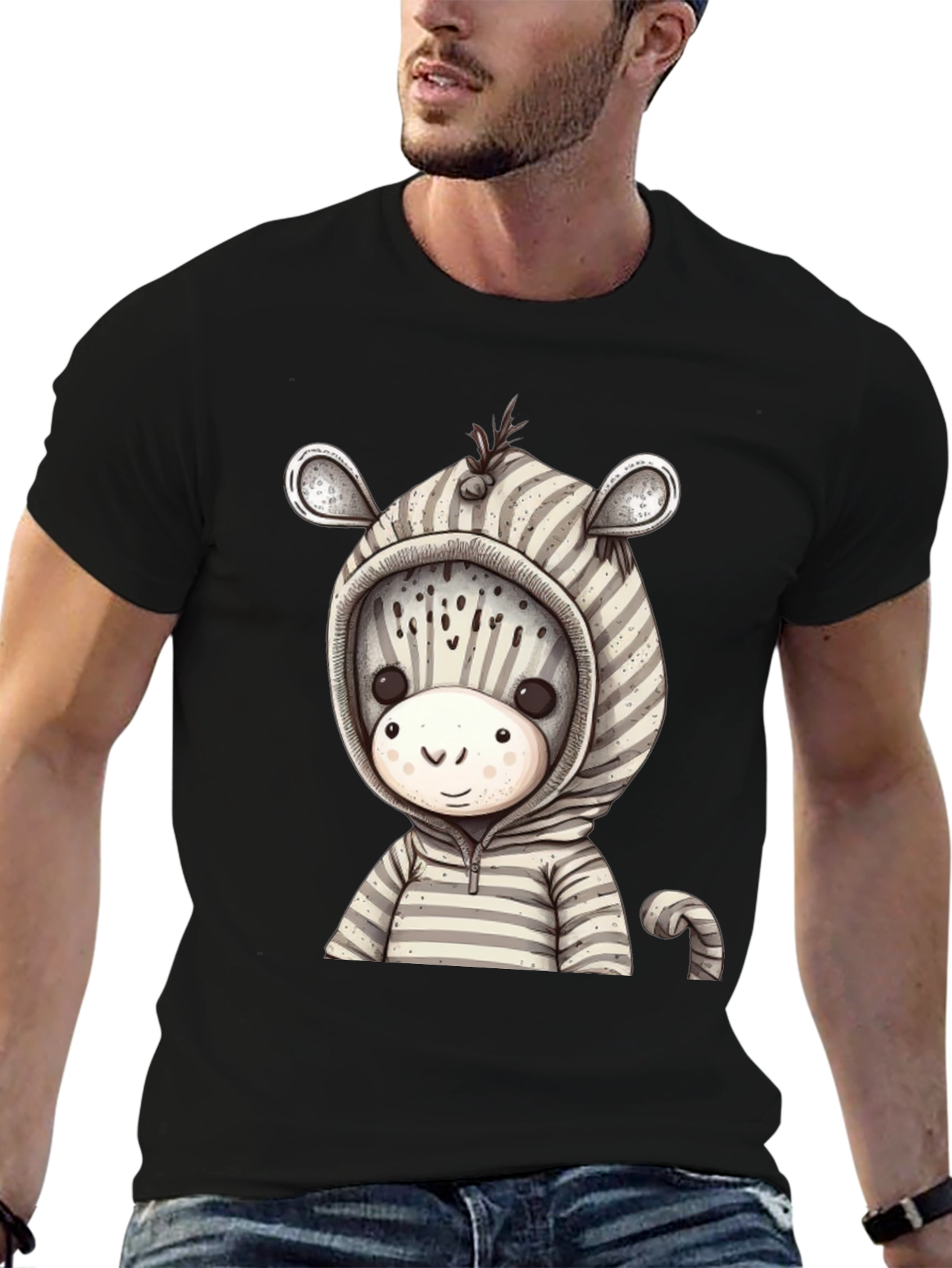 Zebra Hoodie T-Shirt: Cute Cartoon Animal Tee