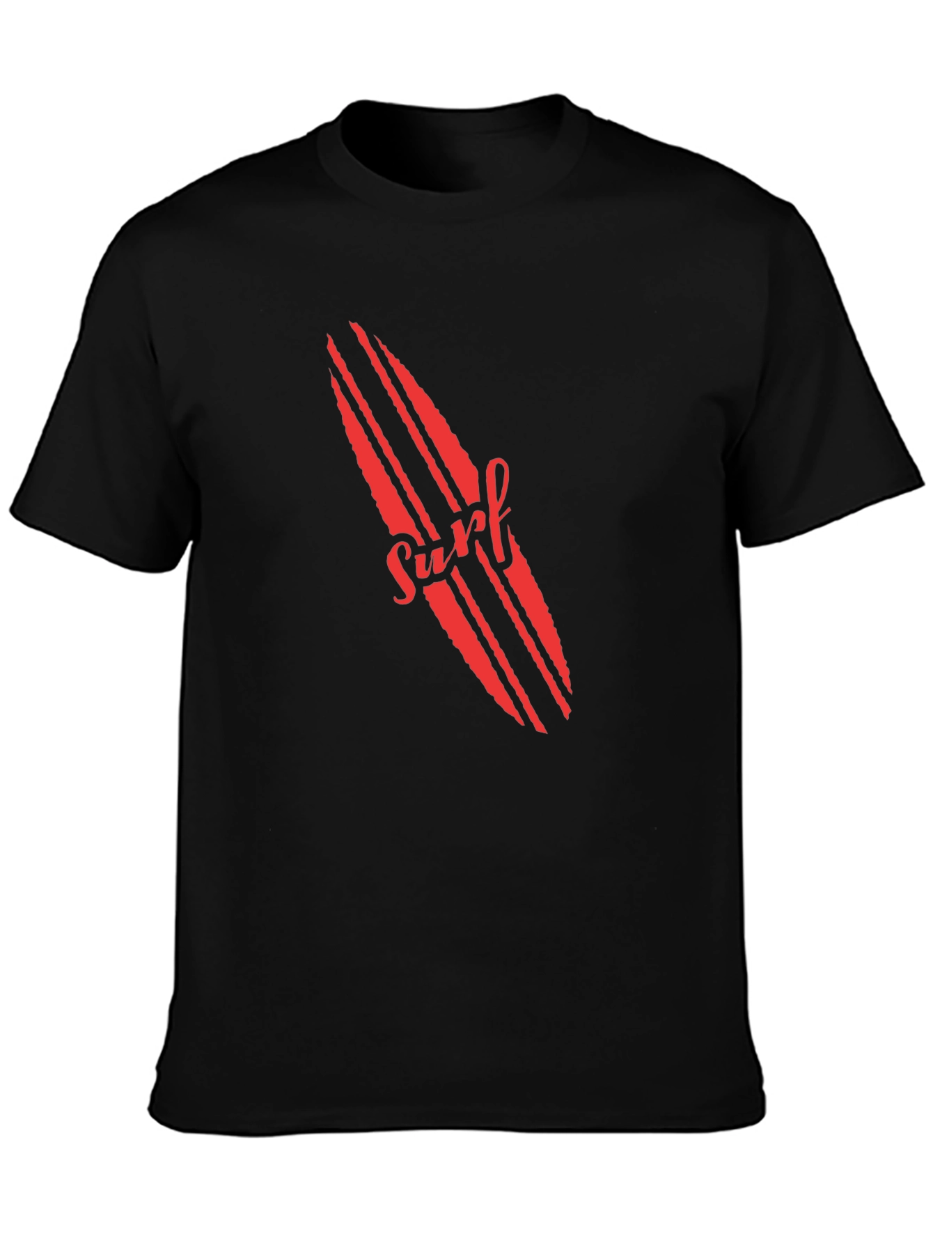 Surfboard Graphic Tee - Red Print on Black