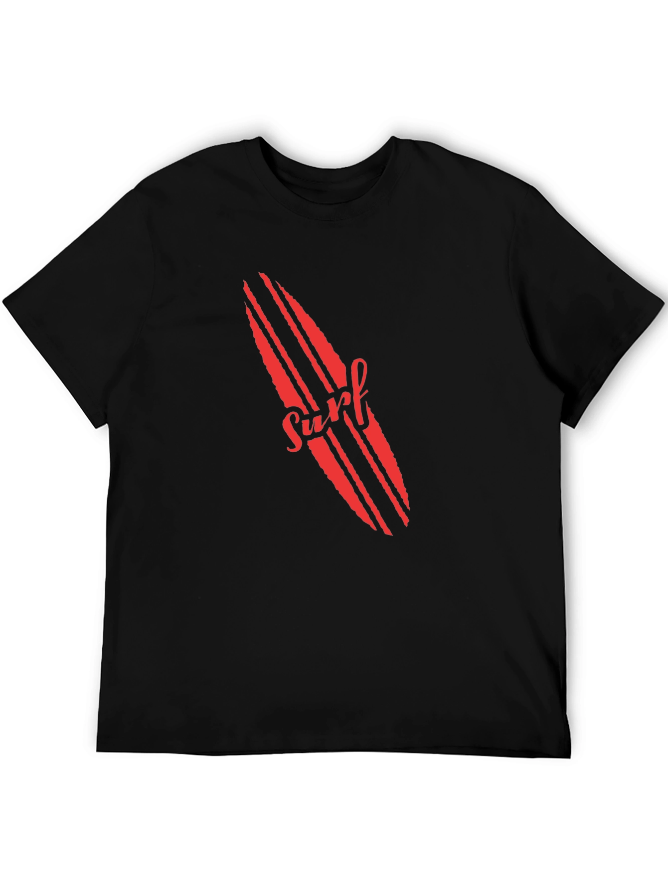 Surfboard Graphic Tee - Red Print on Black