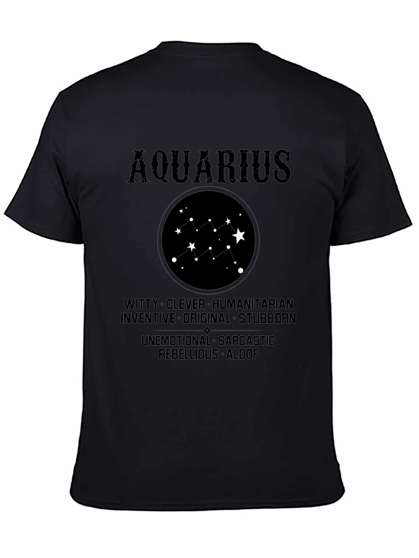 Aquarius Zodiac Star Sign Black T-Shirt