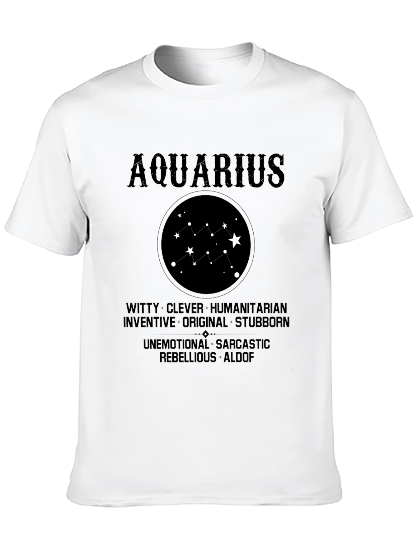 Aquarius Zodiac Star Sign Black T-Shirt