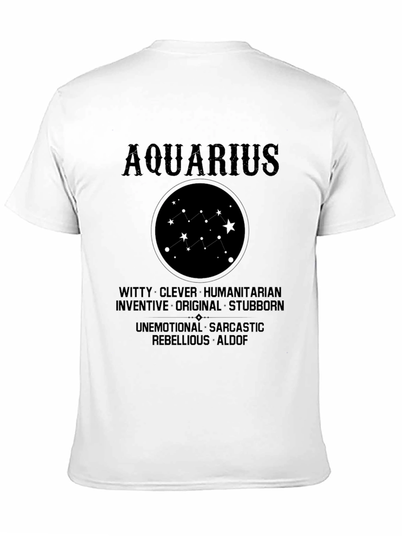 Aquarius Zodiac Star Sign Black T-Shirt
