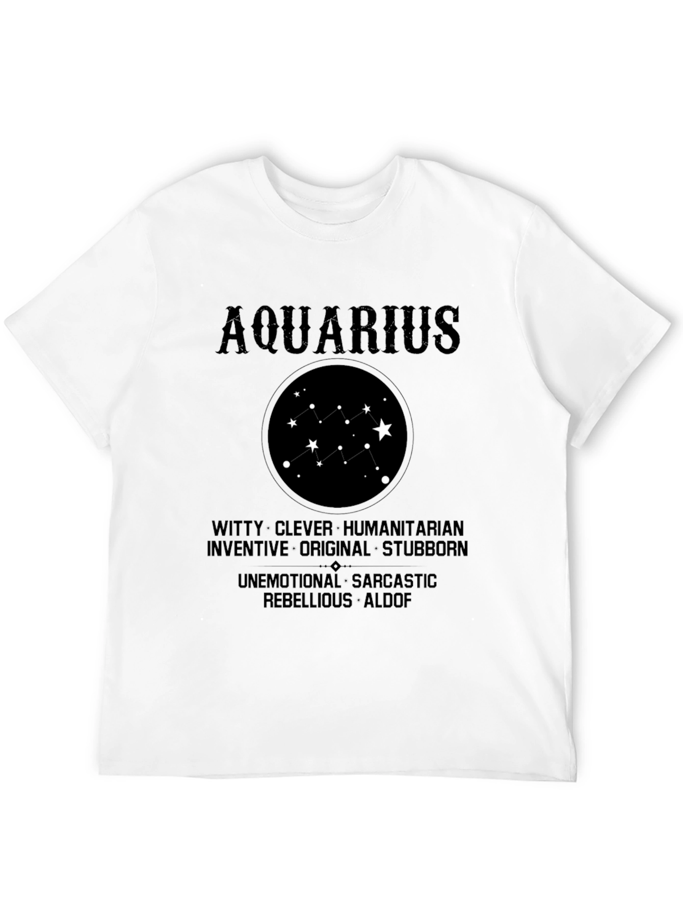 Aquarius Zodiac Star Sign Black T-Shirt