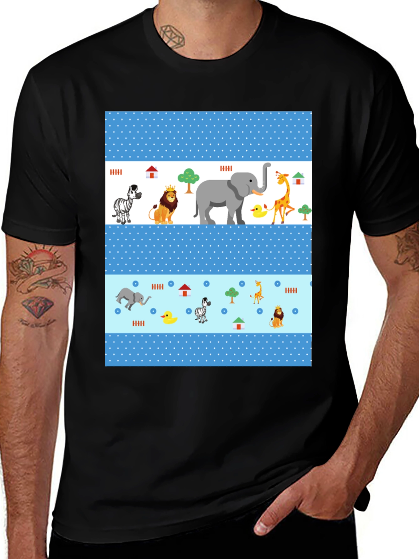 Fun Animal Print Tee - Black Casual Shirt