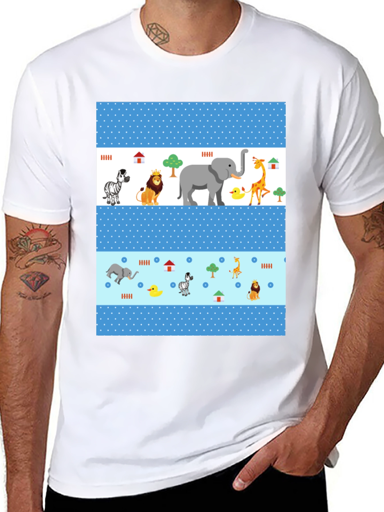 Fun Animal Print Tee - Black Casual Shirt