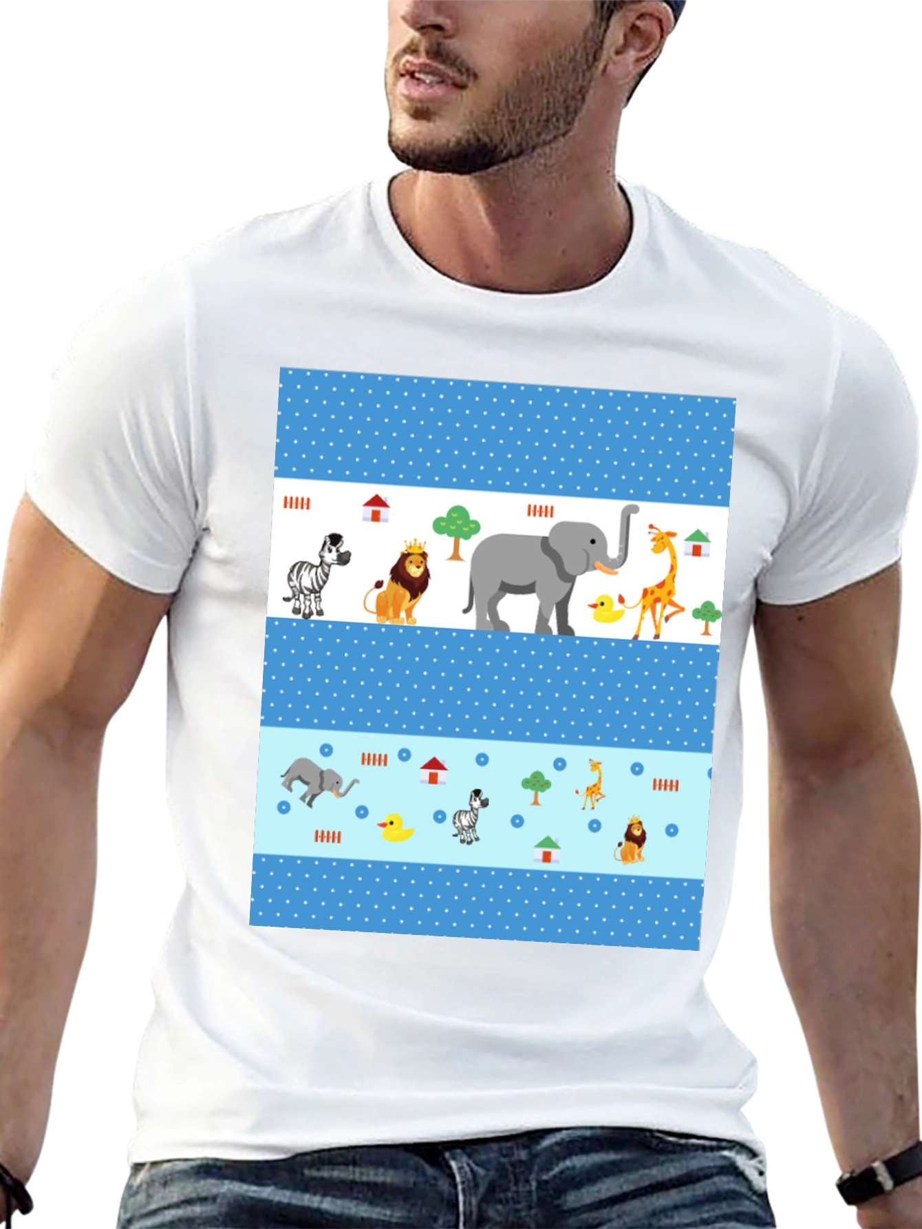 Fun Animal Print Tee - Black Casual Shirt