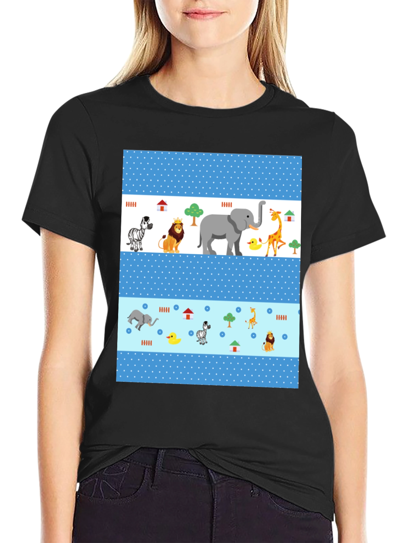 Fun Animal Print Tee - Black Casual Shirt