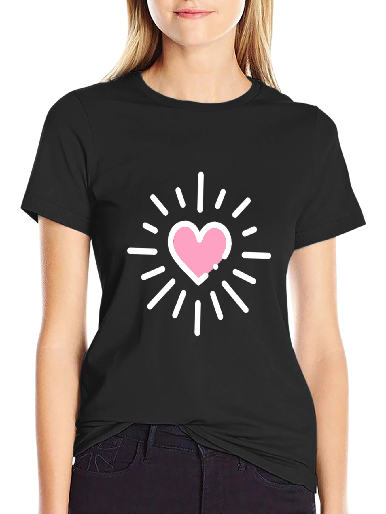 Heart Burst Graphic Tee - Stylish Black T-Shirt