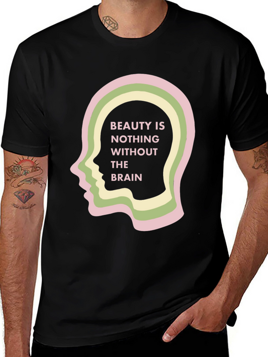 Beauty and Brains Black Graphic Tee