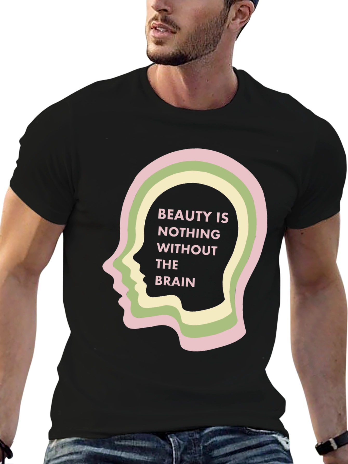 Beauty and Brains Black Graphic Tee
