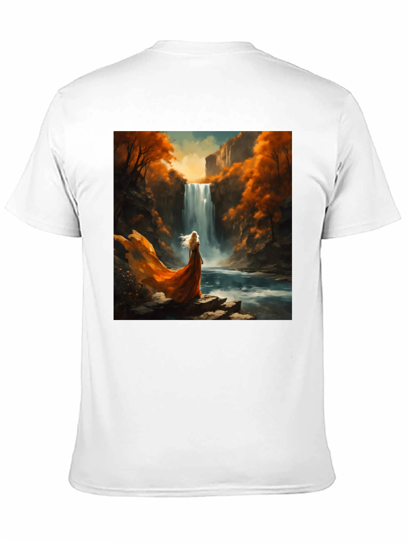 Waterfall Art Print Black T-Shirt
