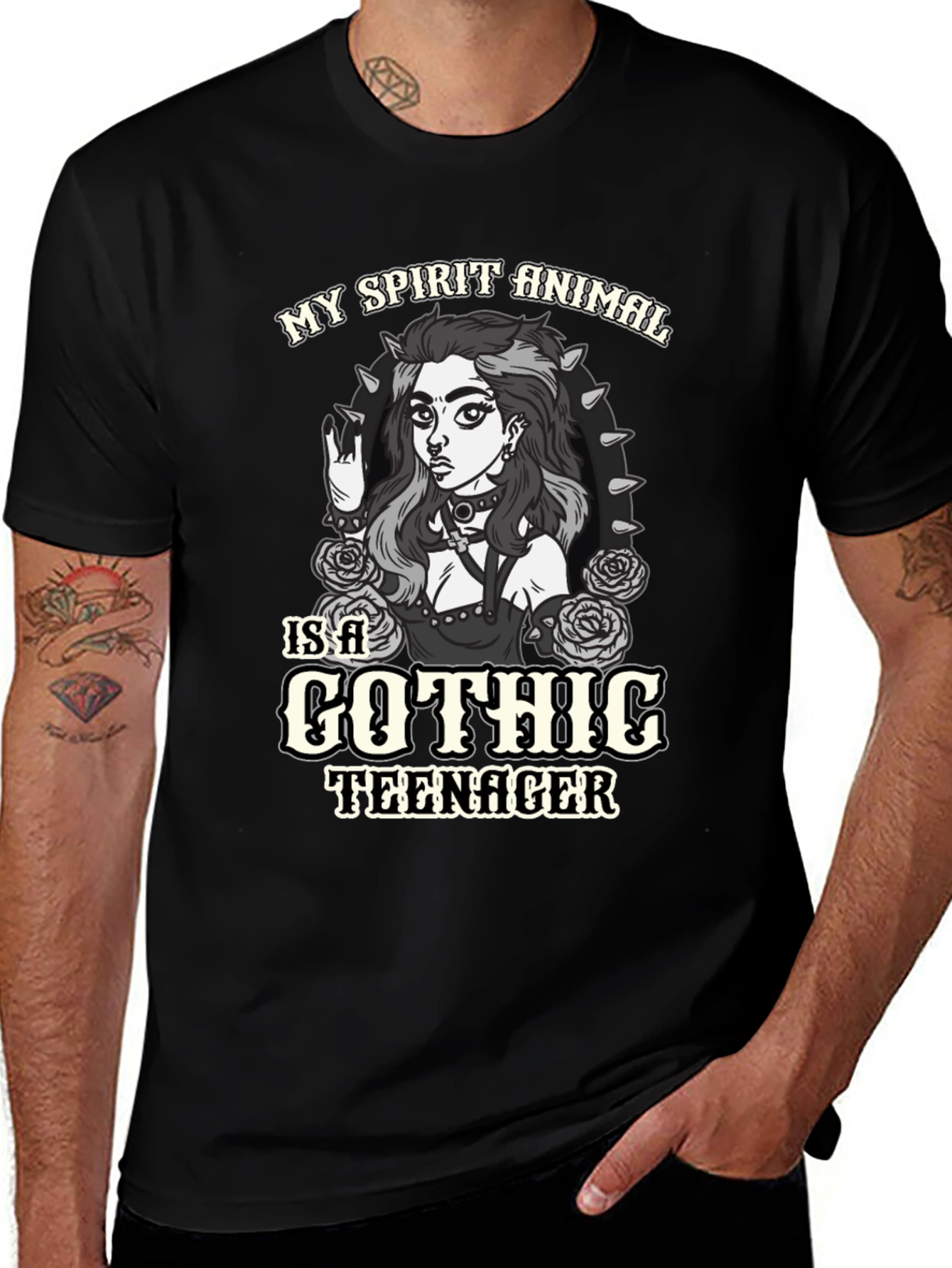 Gothic Teen Spirit Animal Black T-Shirt