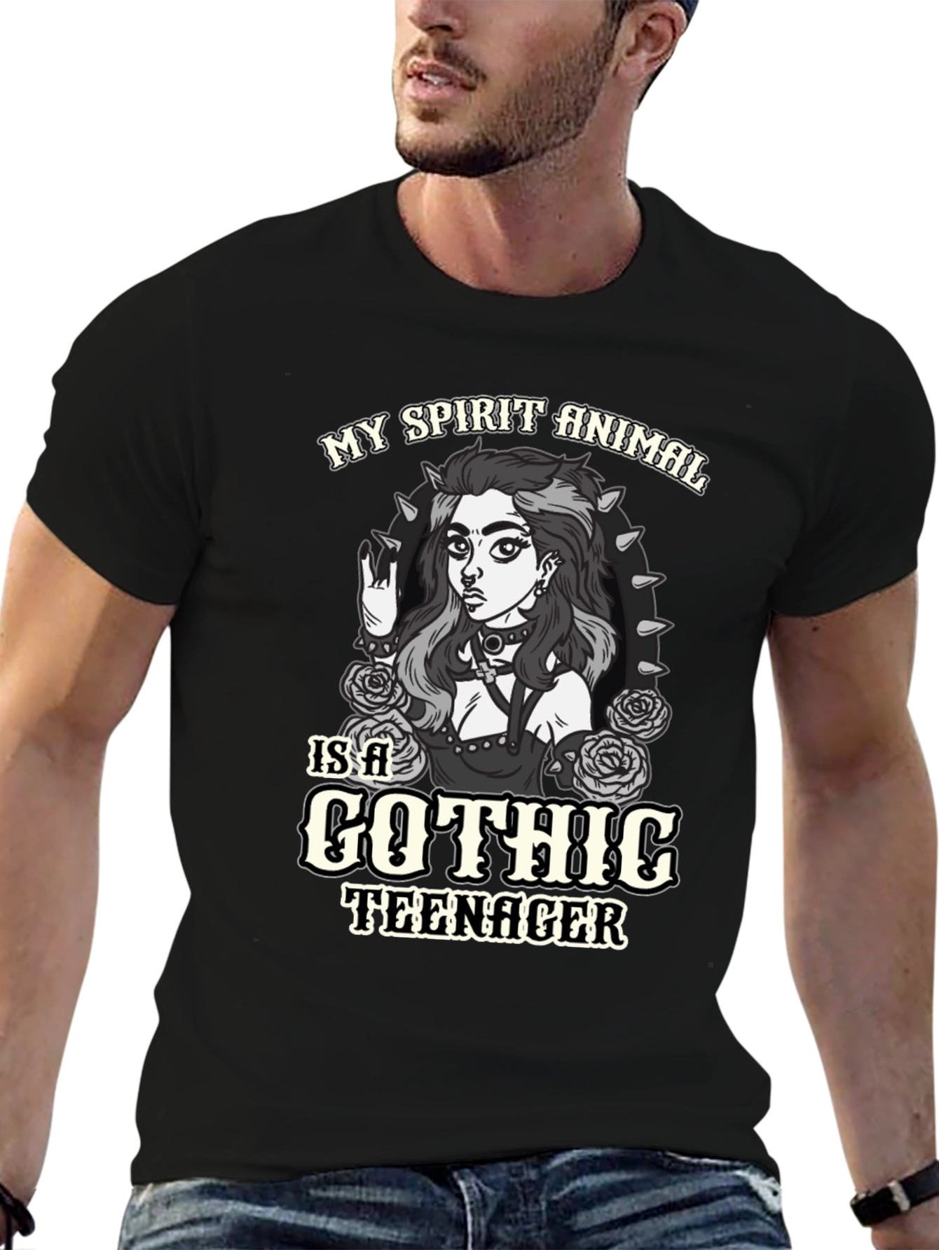 Gothic Teen Spirit Animal Black T-Shirt