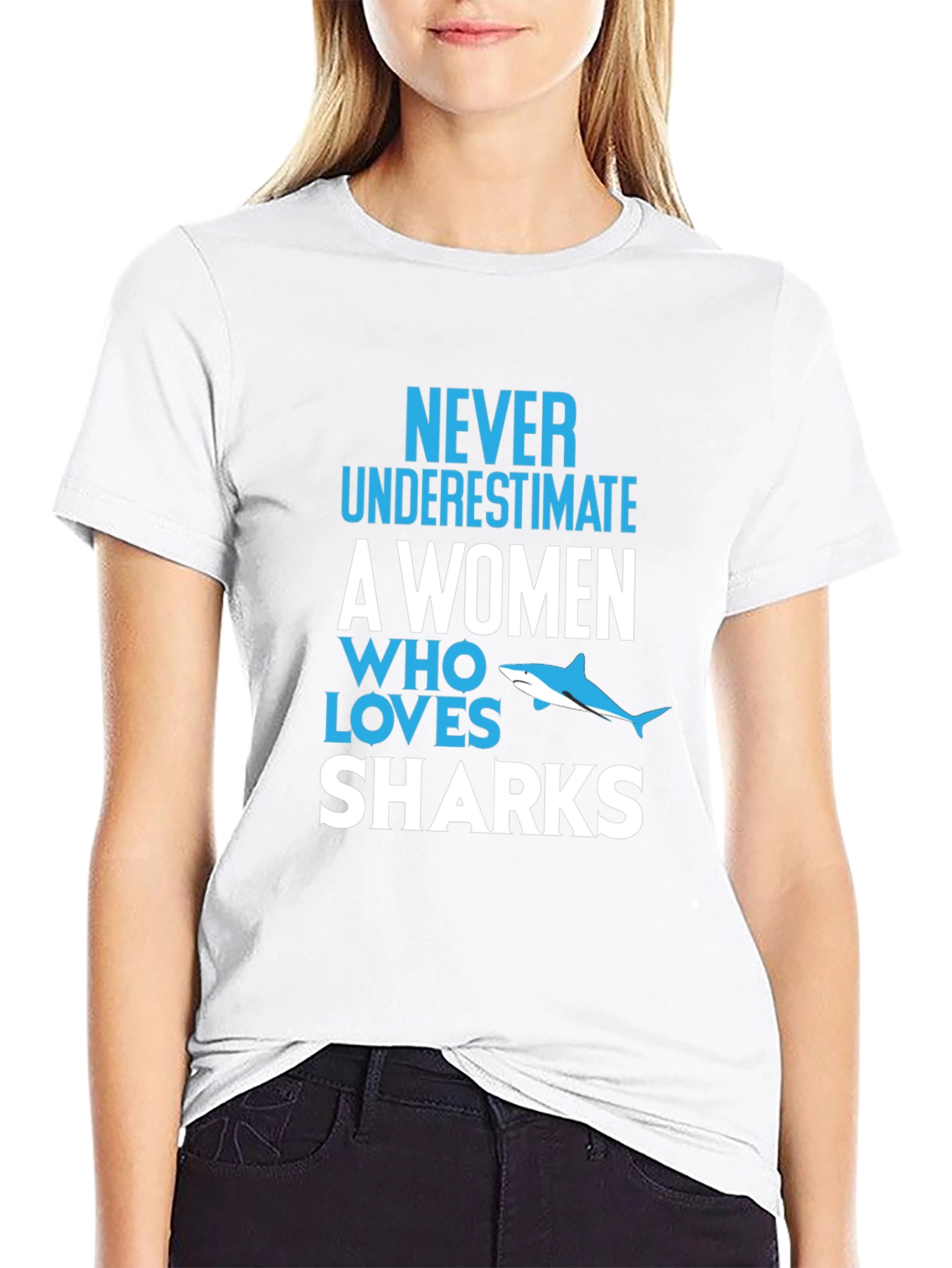 Never Underestimate Shark Lover Graphic Tee