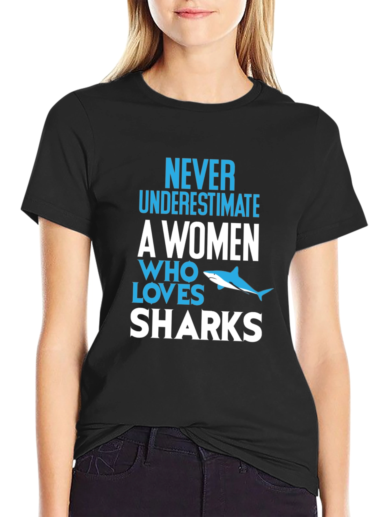 Never Underestimate Shark Lover Graphic Tee