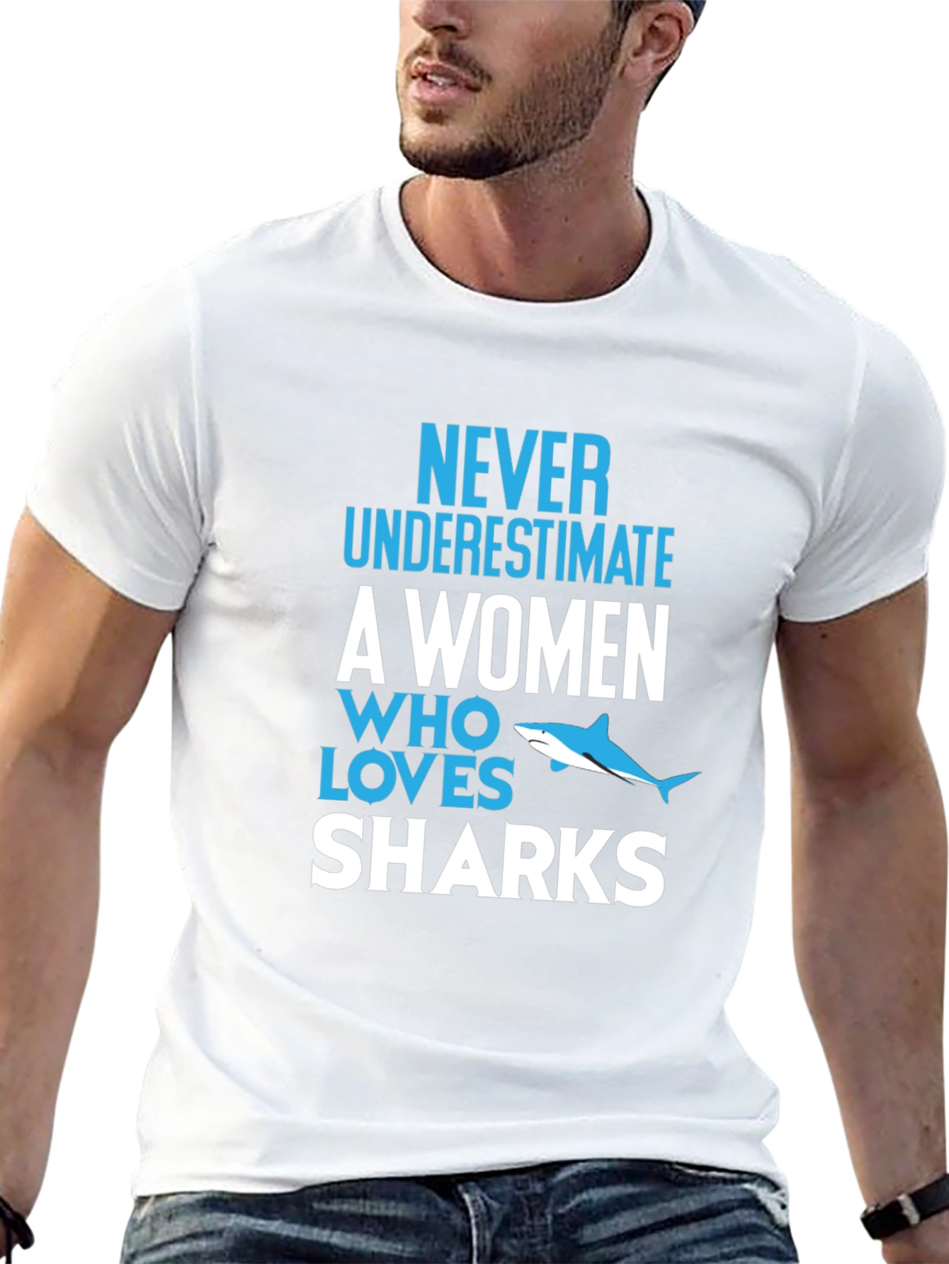 Never Underestimate Shark Lover Graphic Tee