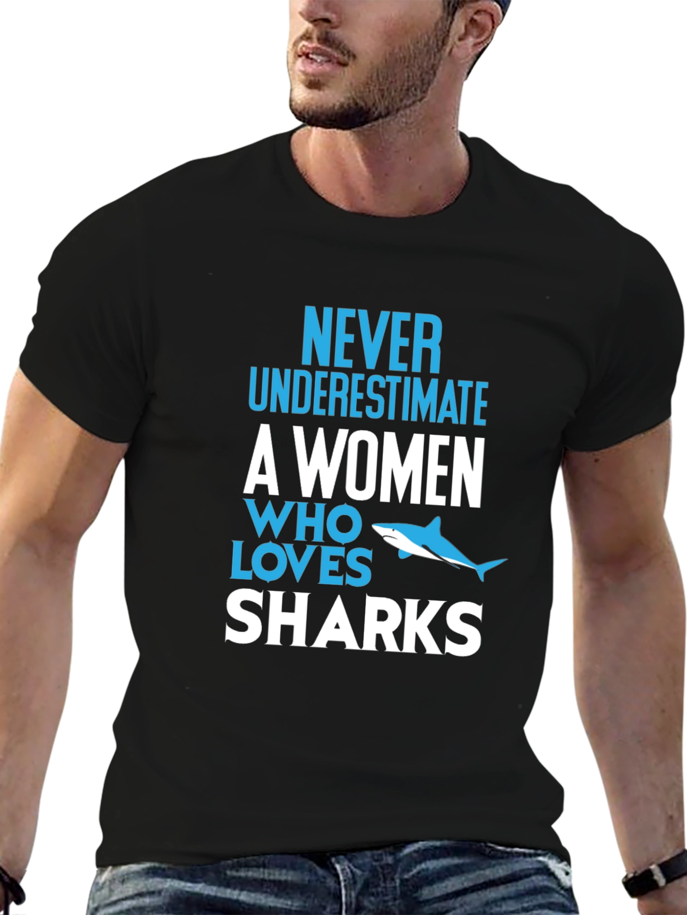 Never Underestimate Shark Lover Graphic Tee