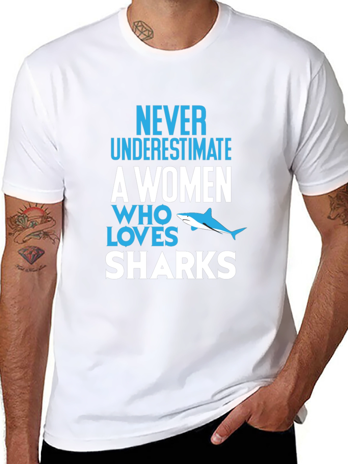 Never Underestimate Shark Lover Graphic Tee