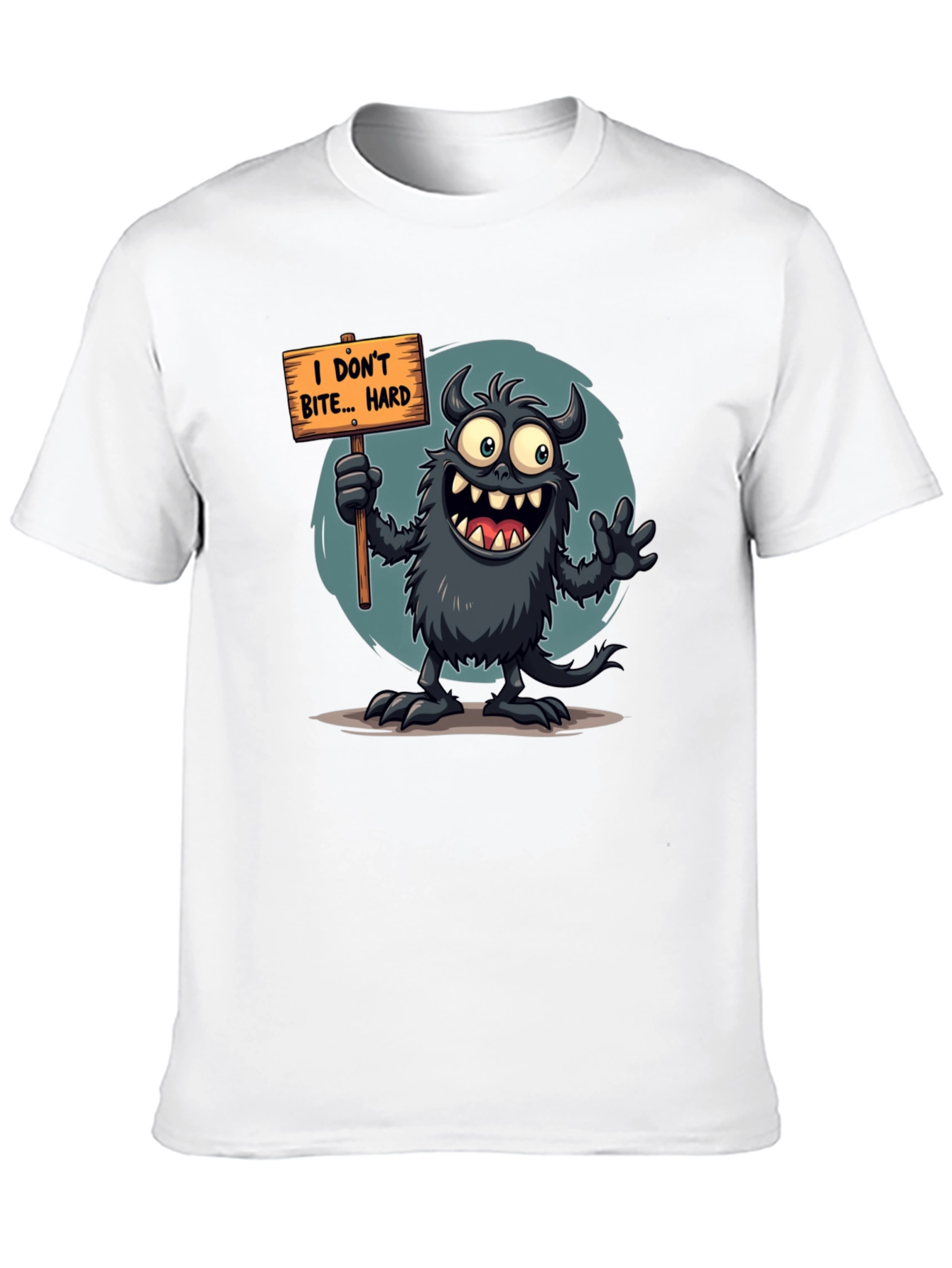 Funny Monster Graphic Tee - I Dont Bite... Hard