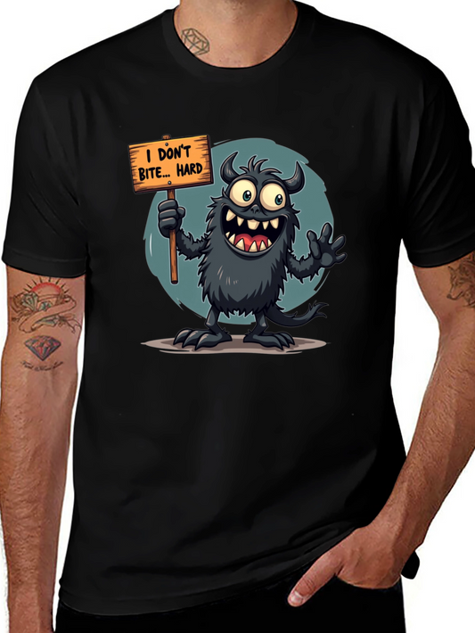 Funny Monster Graphic Tee - I Dont Bite... Hard
