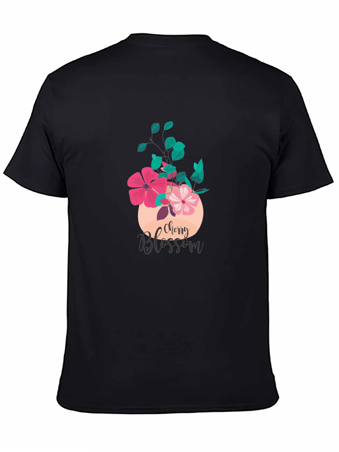 Cherry Blossom Graphic Tee - Stylish Black T-Shirt