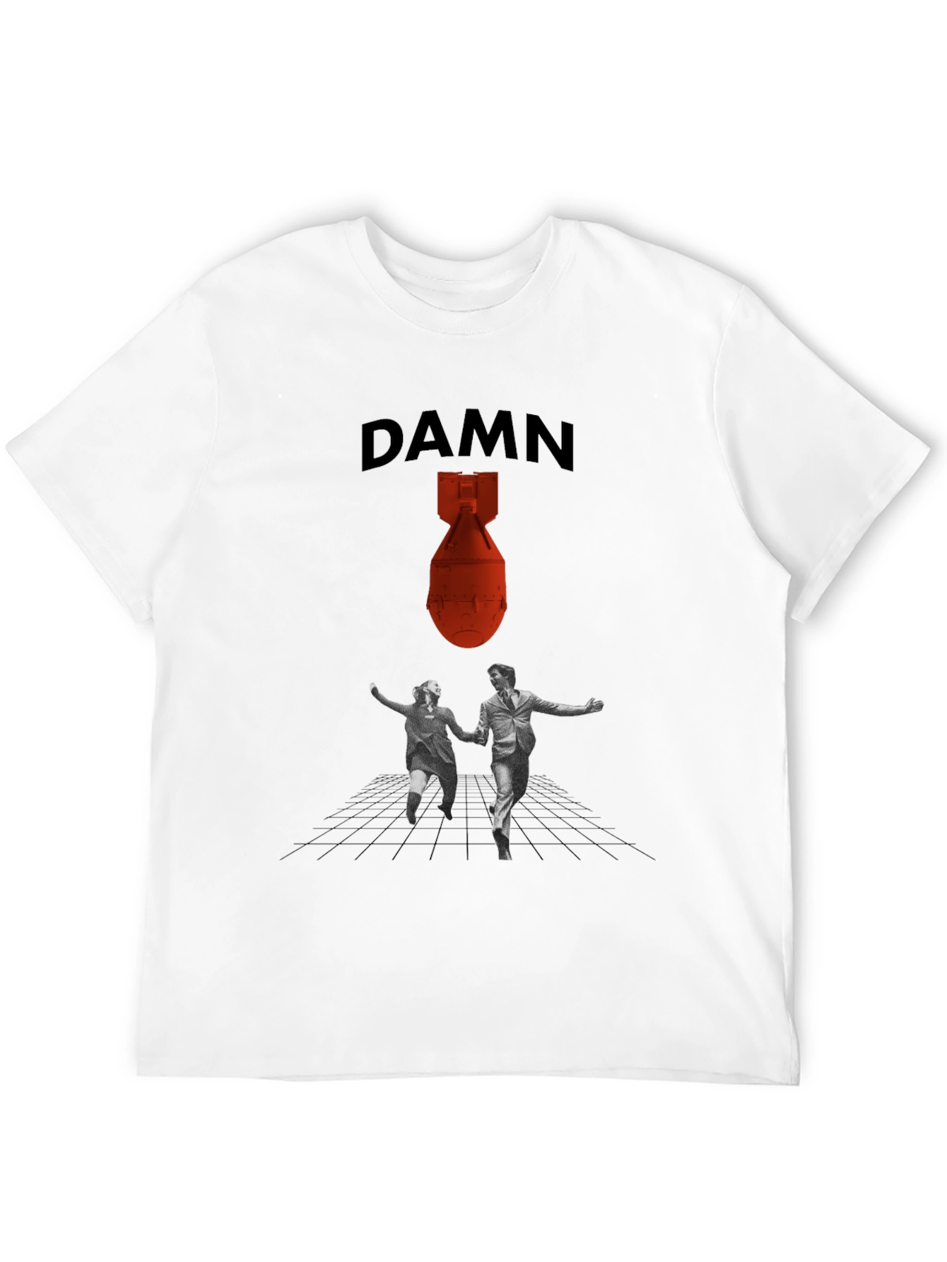 DAMN T-Shirt with Bomb and Running Couple Graphic Tee