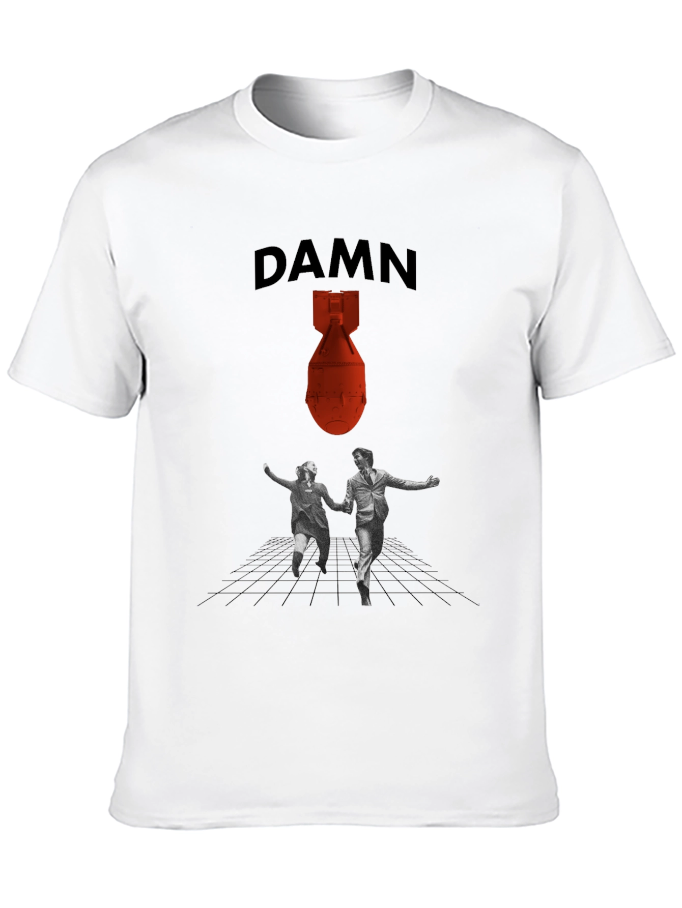 DAMN T-Shirt with Bomb and Running Couple Graphic Tee