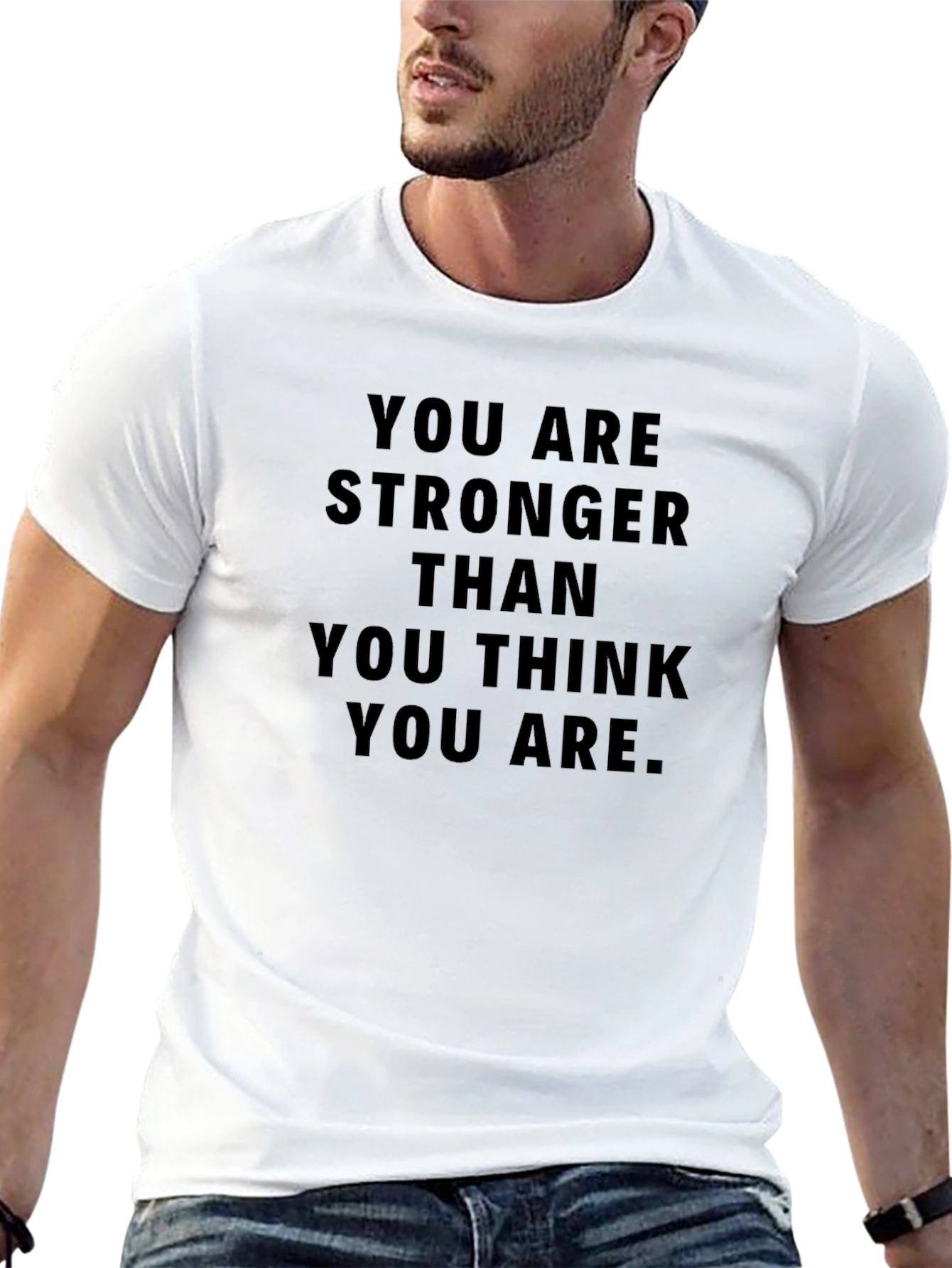 Motivational Black T-Shirt: You Are Stronger Than You Think