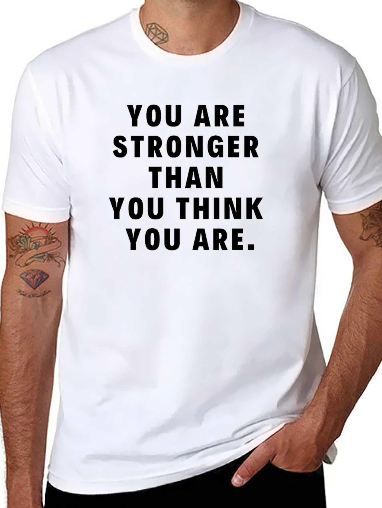Motivational Black T-Shirt: You Are Stronger Than You Think