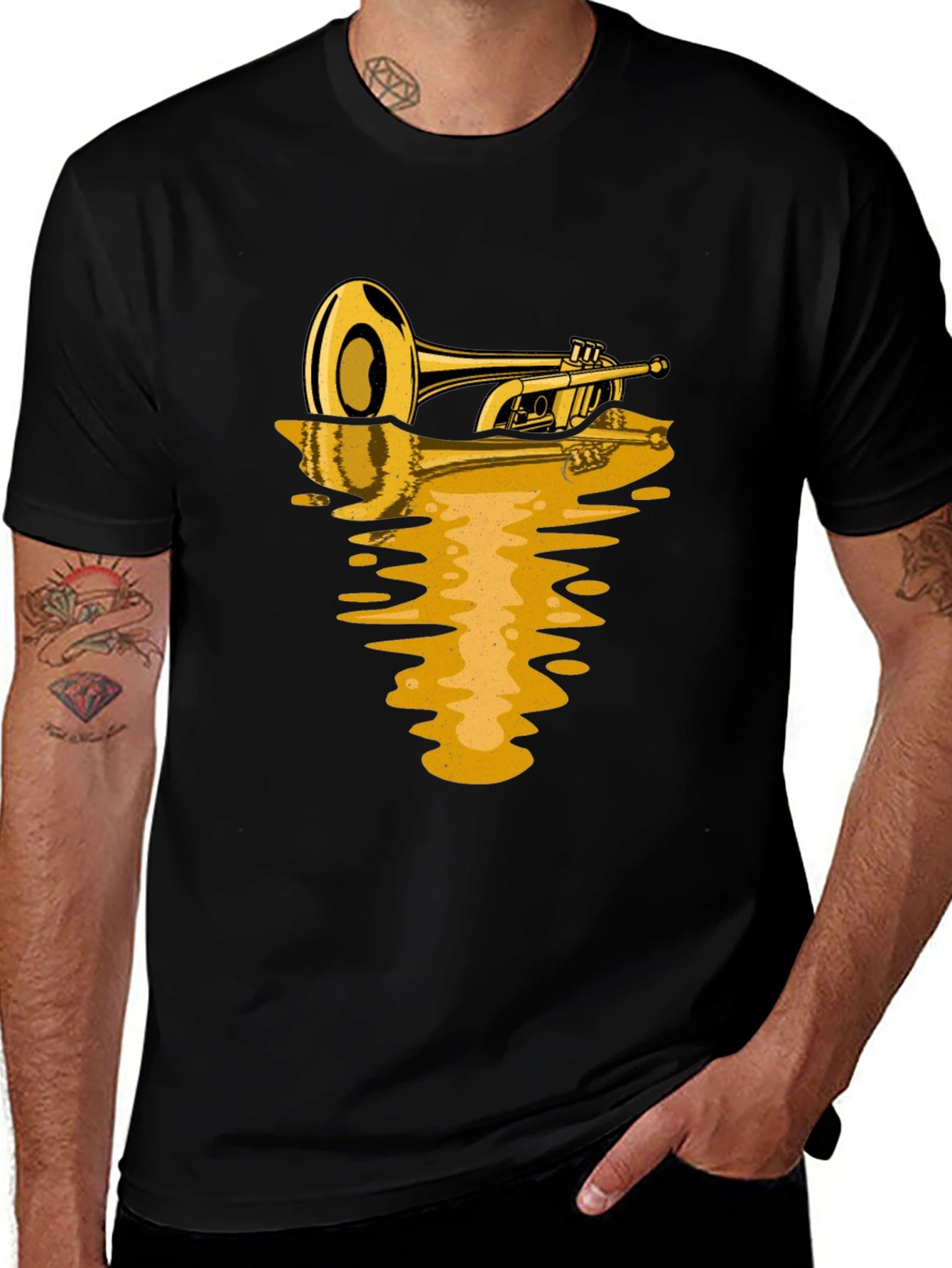 Trumpet Reflection Graphic Tee - Black
