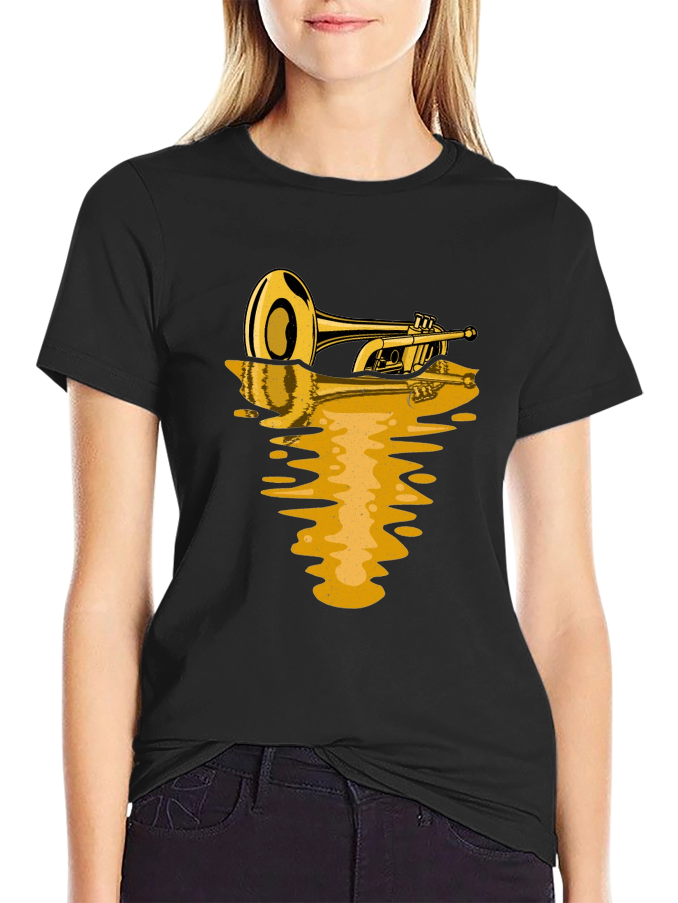 Trumpet Reflection Graphic Tee - Black