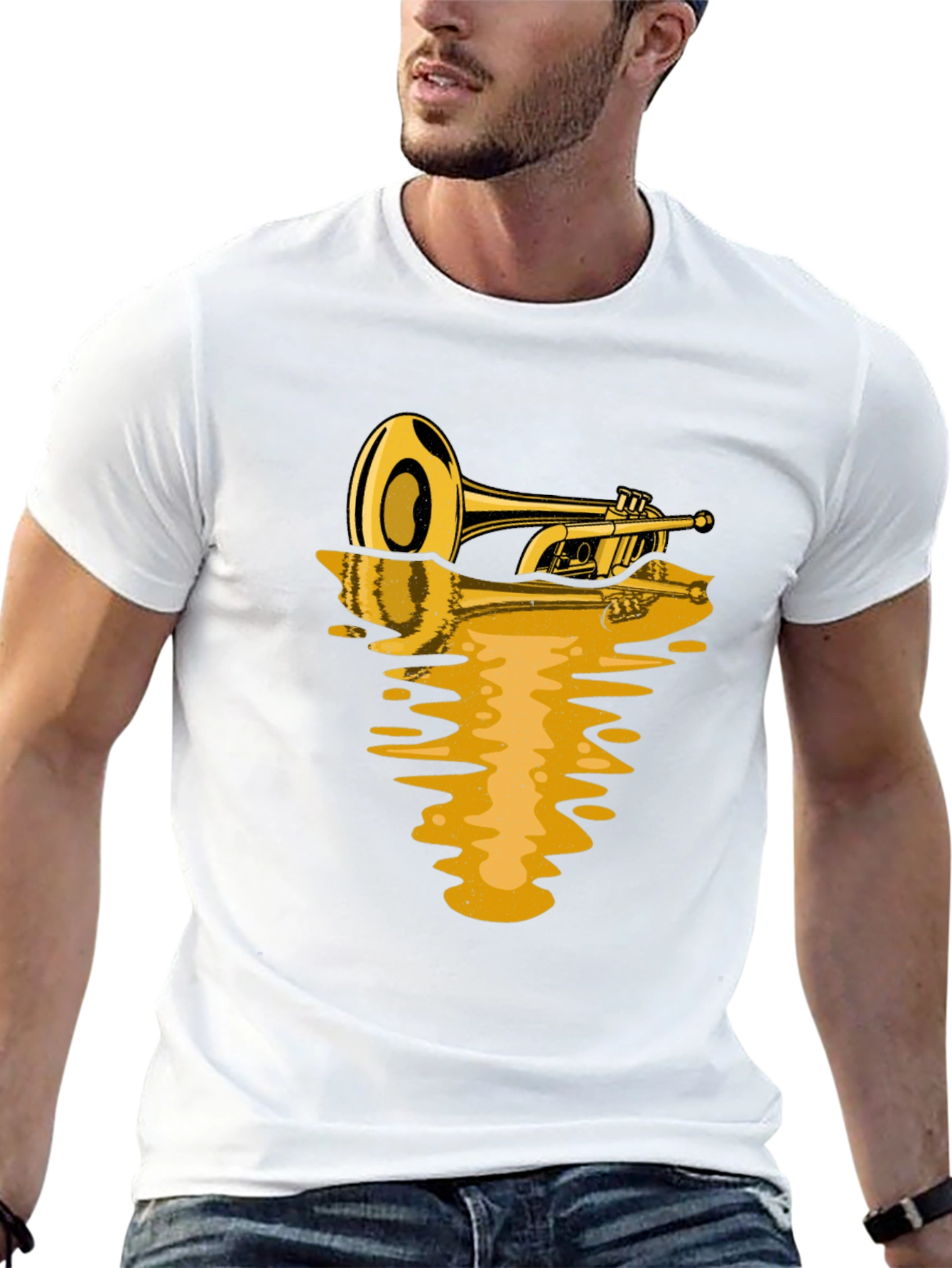Trumpet Reflection Graphic Tee - Black