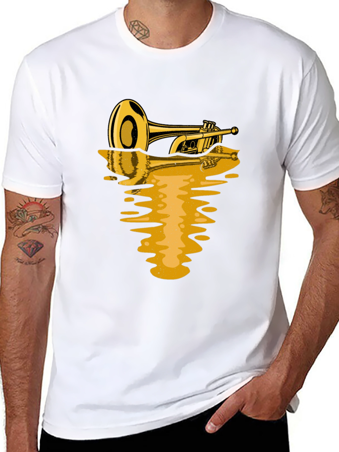 Trumpet Reflection Graphic Tee - Black