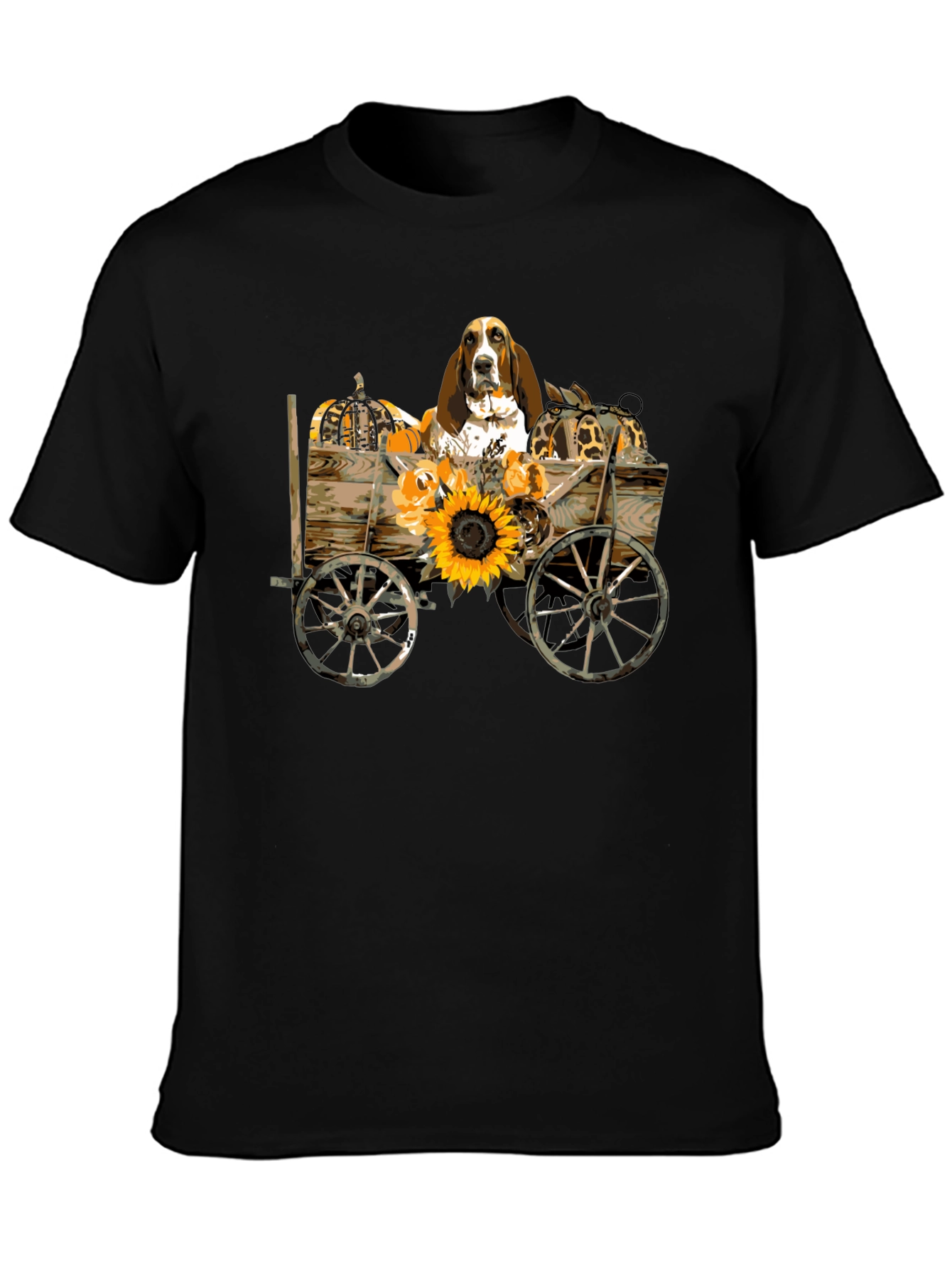 Dog in Autumn Cart Graphic Tee