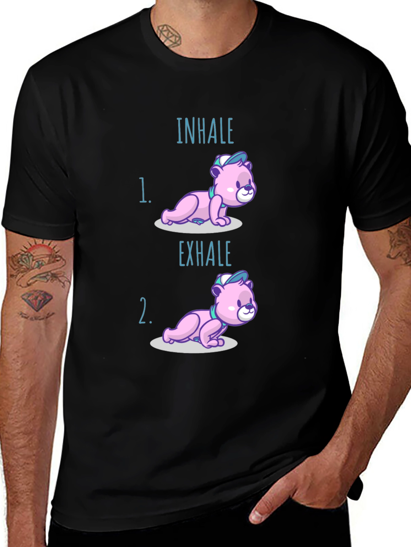 Inhale Exhale Yoga Bear T-Shirt - Meditation Comfort