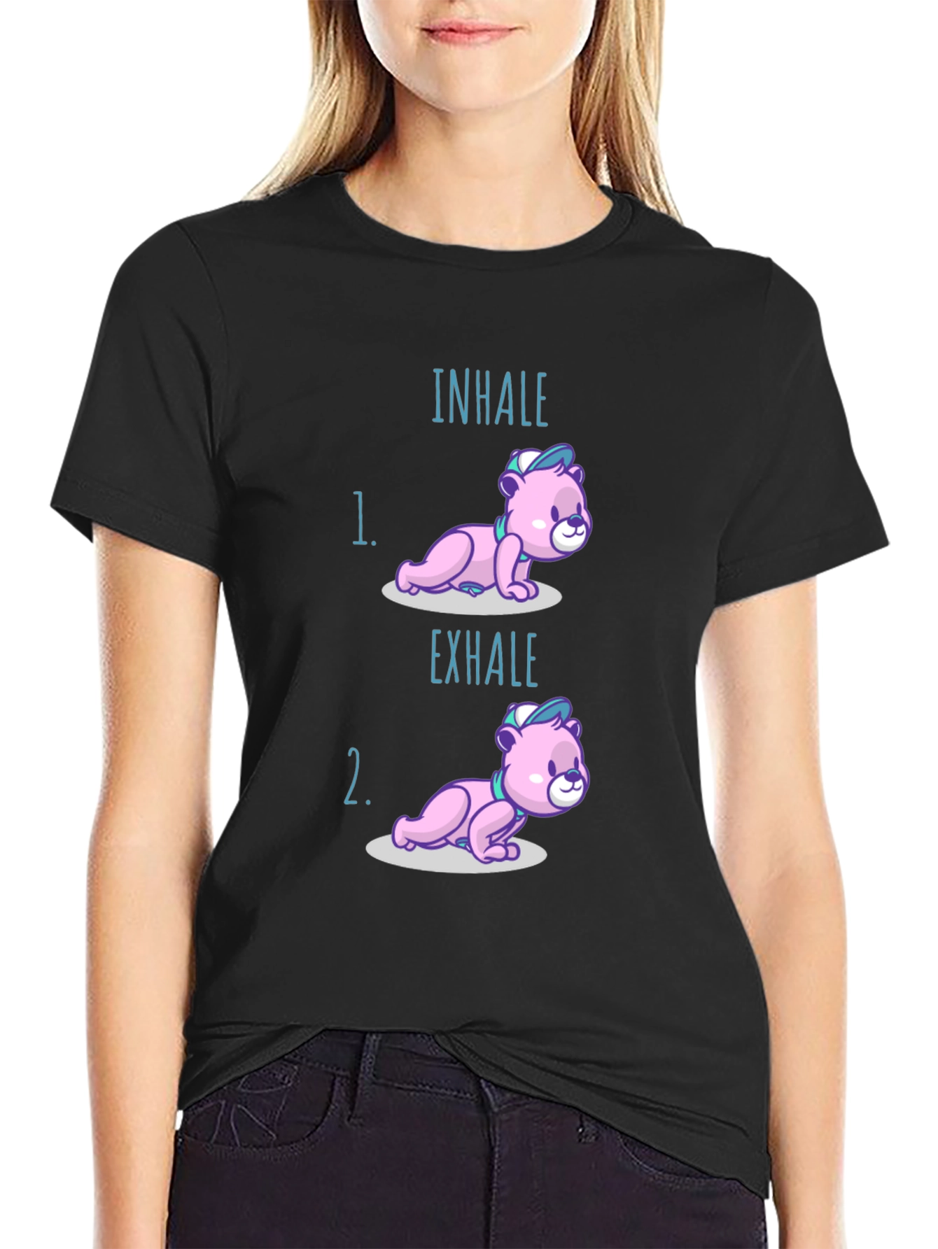 Inhale Exhale Yoga Bear T-Shirt - Meditation Comfort